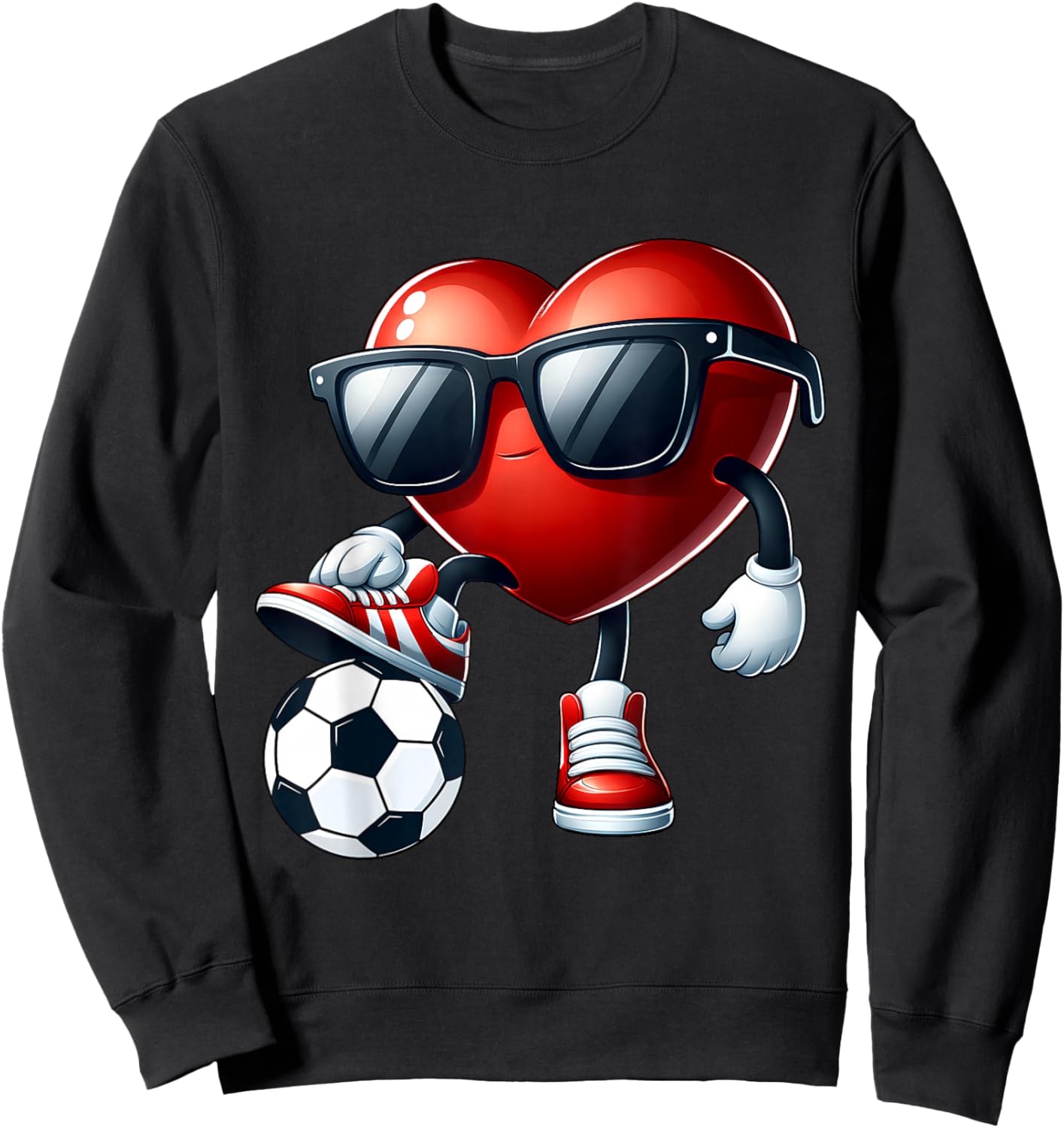Funny Heart Playing Soccer Valentines Day Boys Kids Sweatshirt - Sweatshirt | Black