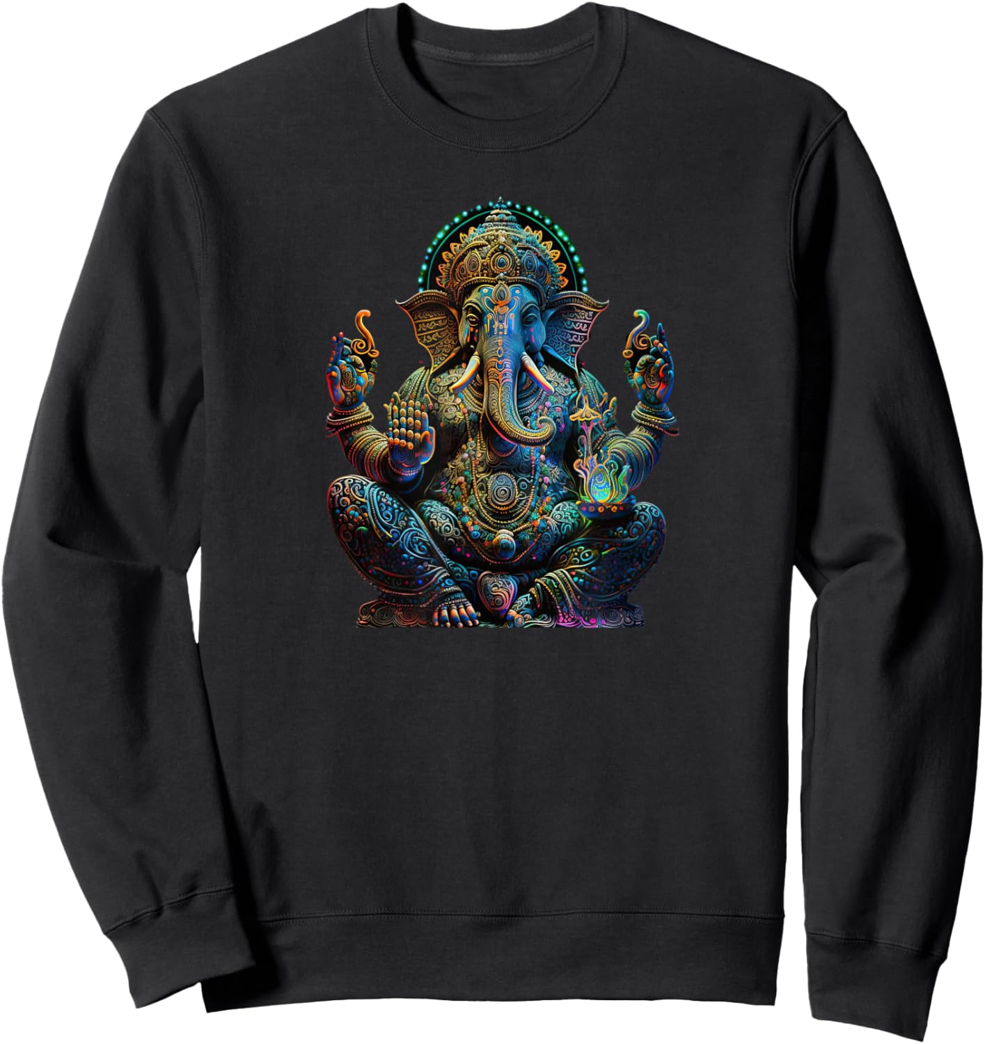 Ganesh Enlightenment Consciousness Meditation - Men, Children, Spiritual and Wellness Interested - Black - Small - Short Sleeve - Yoga - Spiritual Meditation - Mandala Sweatshirt - Sweatshirt | Black