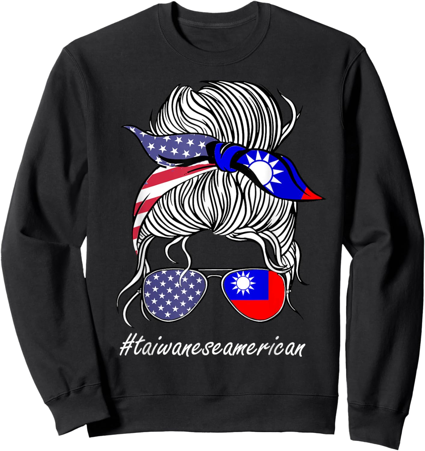 Taiwan Heritage American Women Girl Taiwan Flag Sweatshirt - Sweatshirt | Black