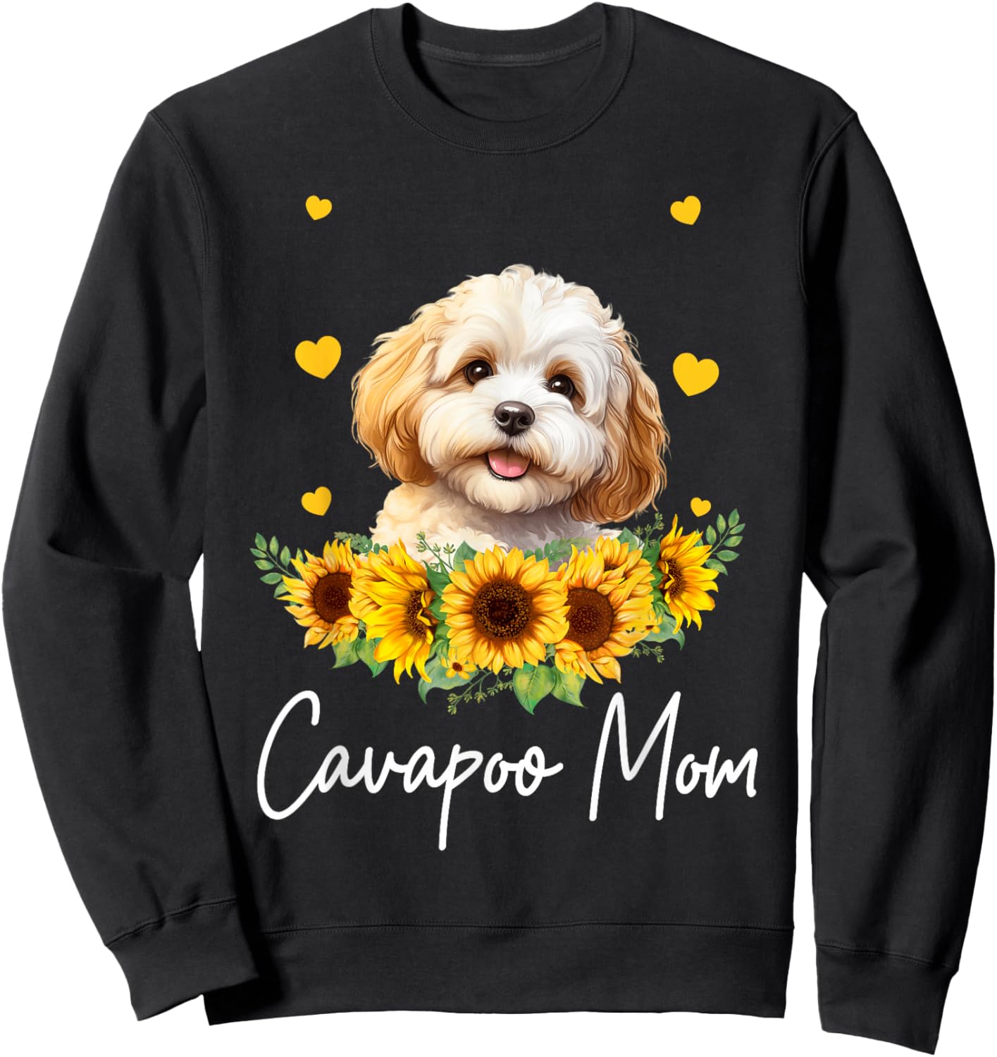 Sunflower Cavapoo Mom Dog Lover Sweatshirt - Sweatshirt | Black