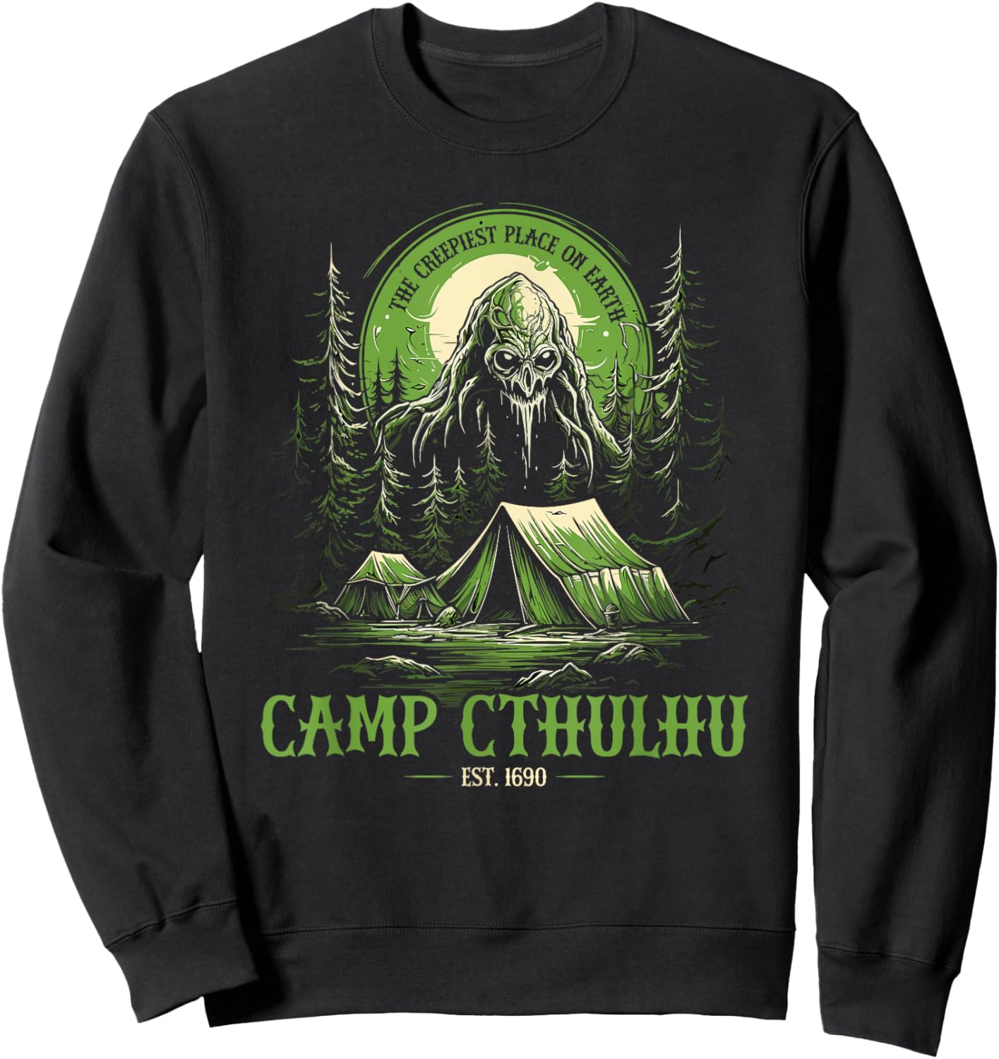 Camp Cthulhu, Cosmic Horror Camping Cthulhu Sweatshirt - Sweatshirt | Black