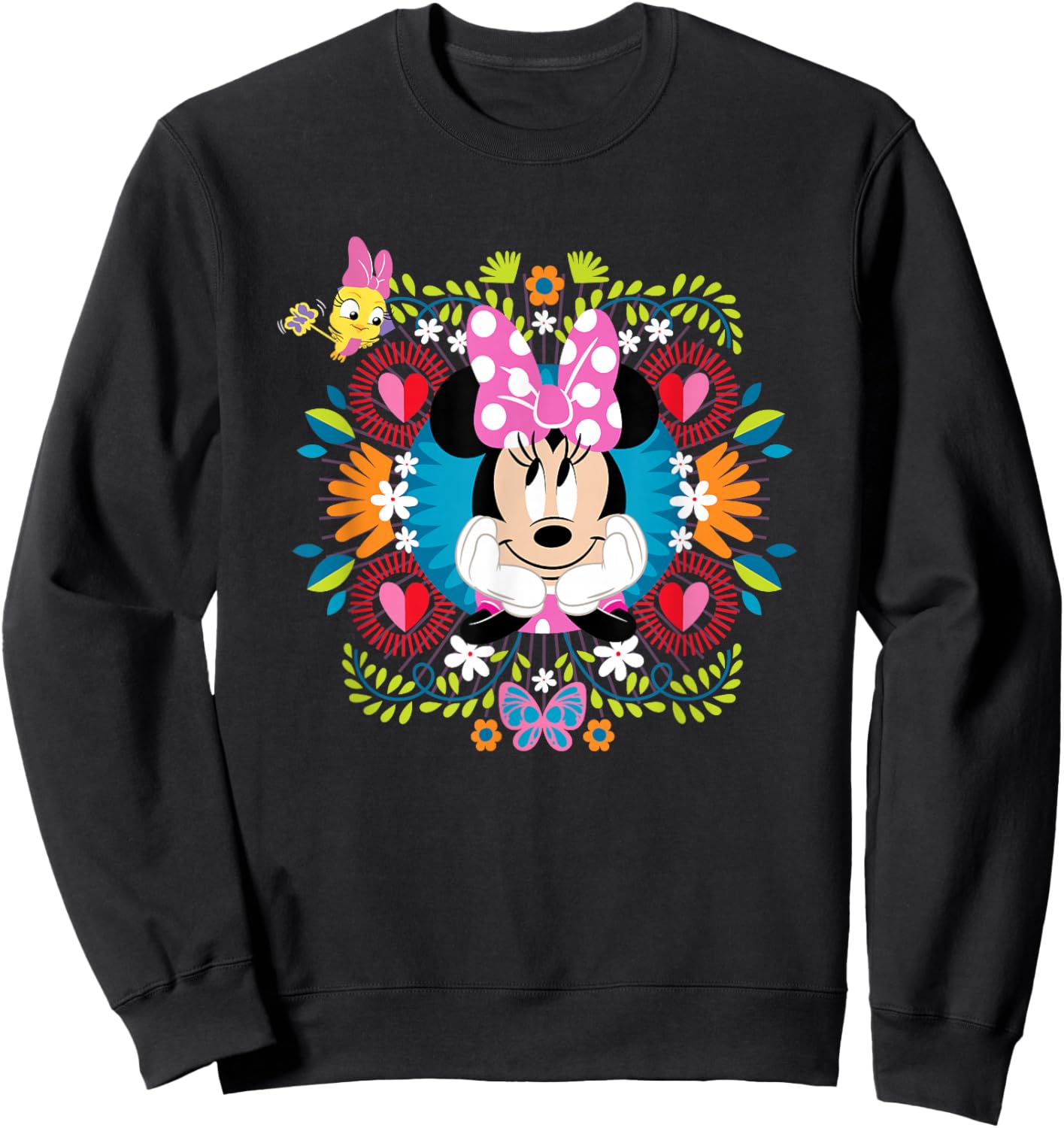 Disney Minnie Mouse Vintage Polka Dot Floral Frame Sweatshirt - Sweatshirt | Black