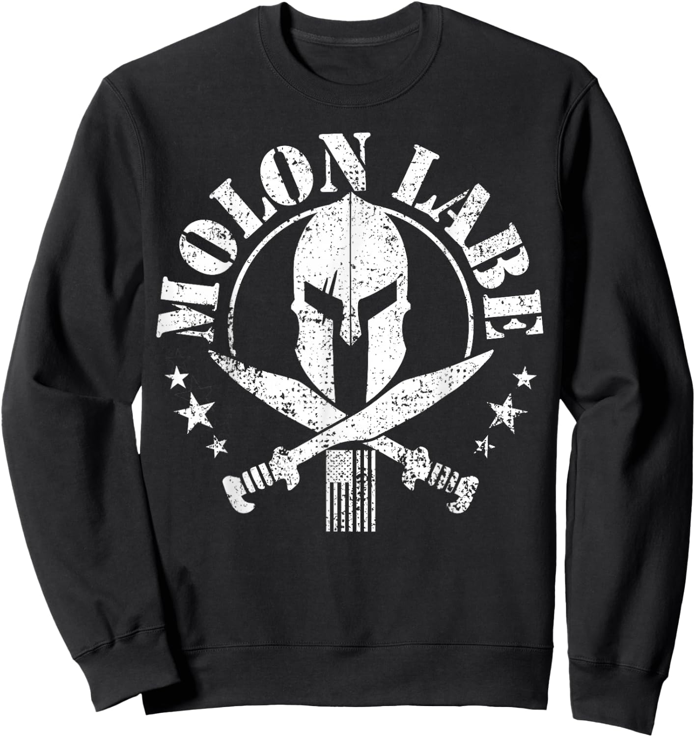 Epic Patriotic American Flag Molon Labe Spartan Military Sweatshirt - Sweatshirt | Black