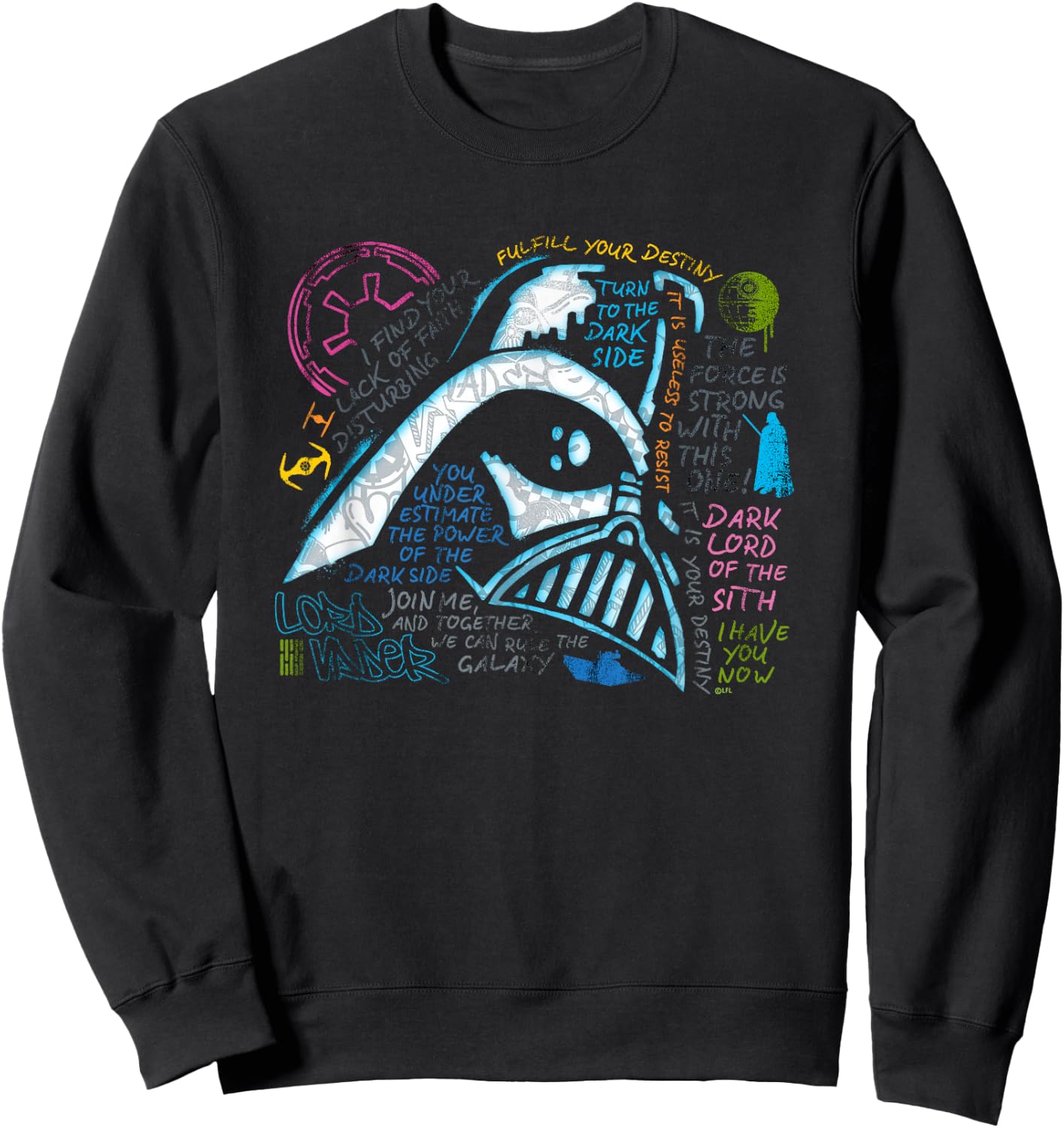 Star Wars Darth Vader Neon Chalkboard Art Quotes Sweatshirt - Sweatshirt | Black