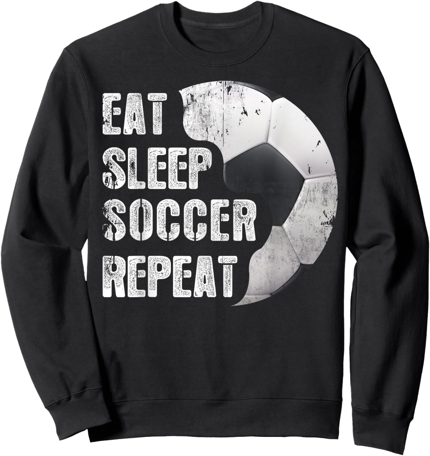 EAT SLEEP SOCCER REPEAT Funny Baseball Softball Player Sweatshirt - Sweatshirt | Black