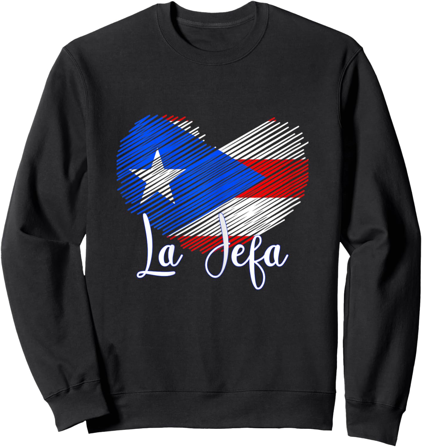 Boricua Jefa Puerto Rico Heart Flag Boricua Mom mothers day Sweatshirt - Sweatshirt | Black
