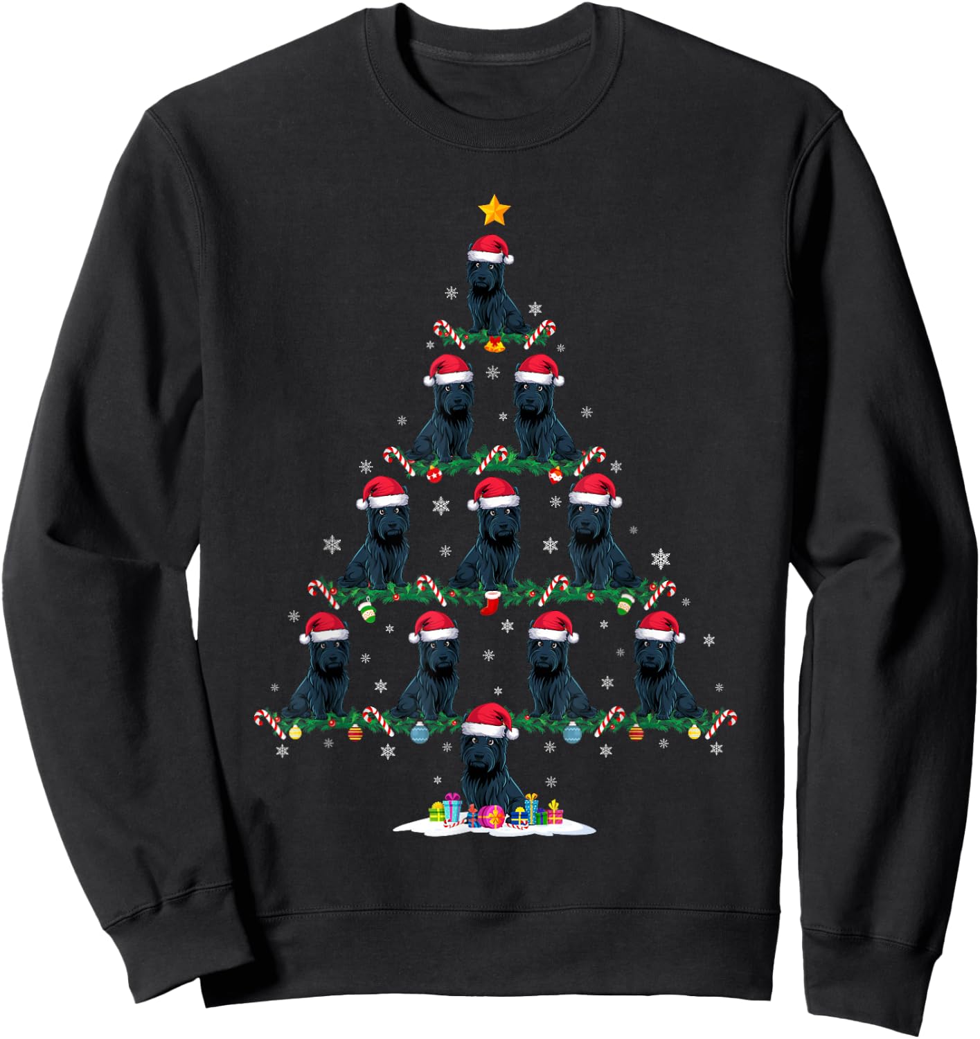 Funny Xmas Tree Scottie Dog Owner Gifts Scottie Dog Christmas Tree Pajama -Adults -Kids Black Short Sleeve Small Sweatshirt - Sweatshirt | Black