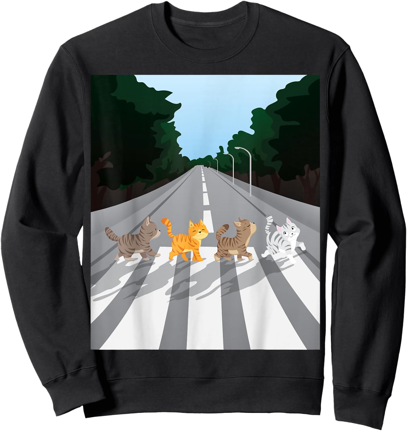 Funny Tabby Road Cat Parody Sweatshirt - Sweatshirt | Black