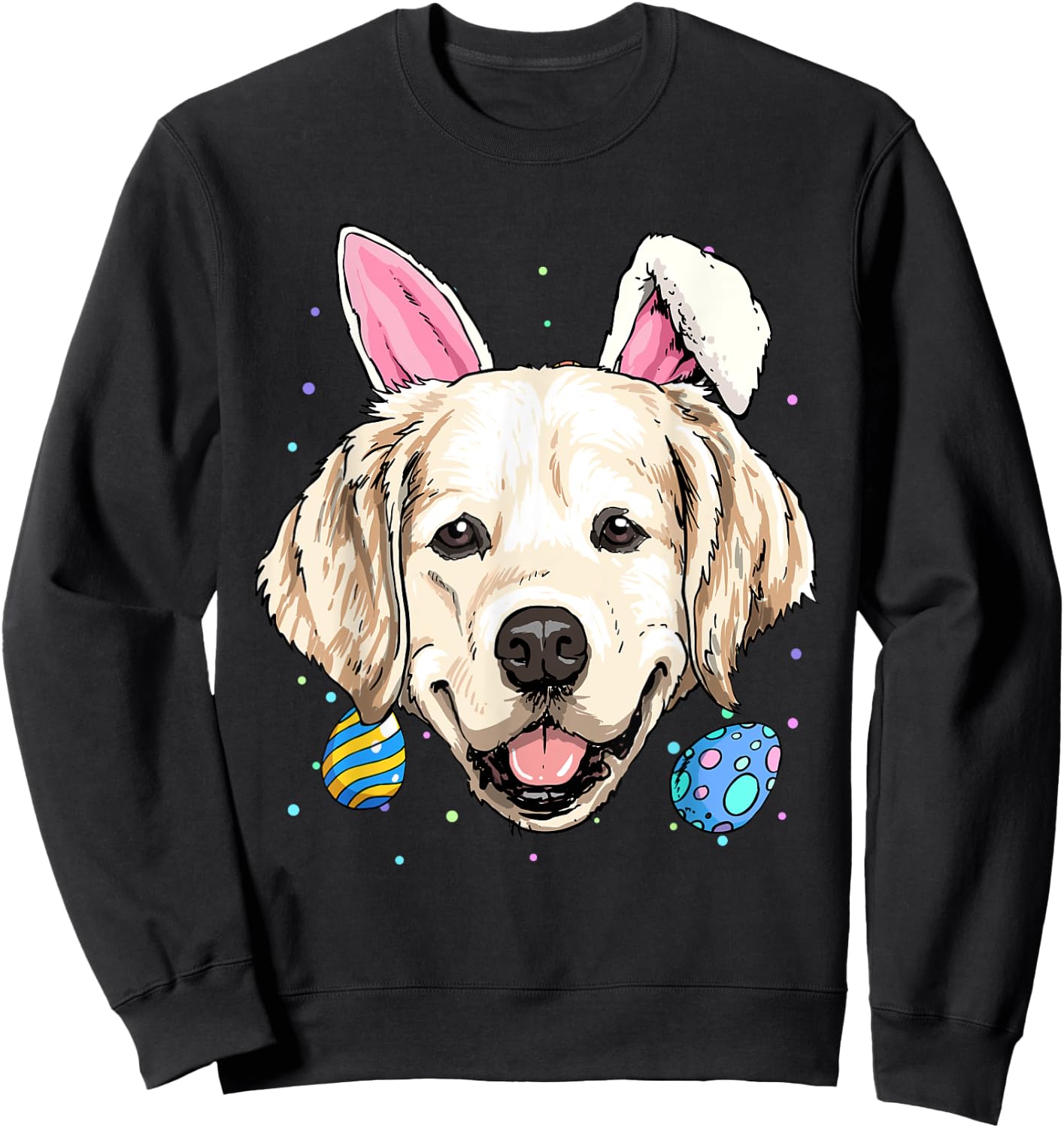 Happy Easter Bunny Golden Retriever Puppy Animal Dog Lover Women Kids Sweatshirt - Sweatshirt | Black