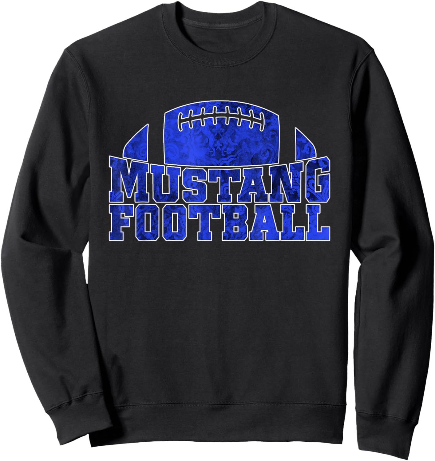 Friendswood Mustangs Football Pattern Royal Sweatshirt - Sweatshirt | Black