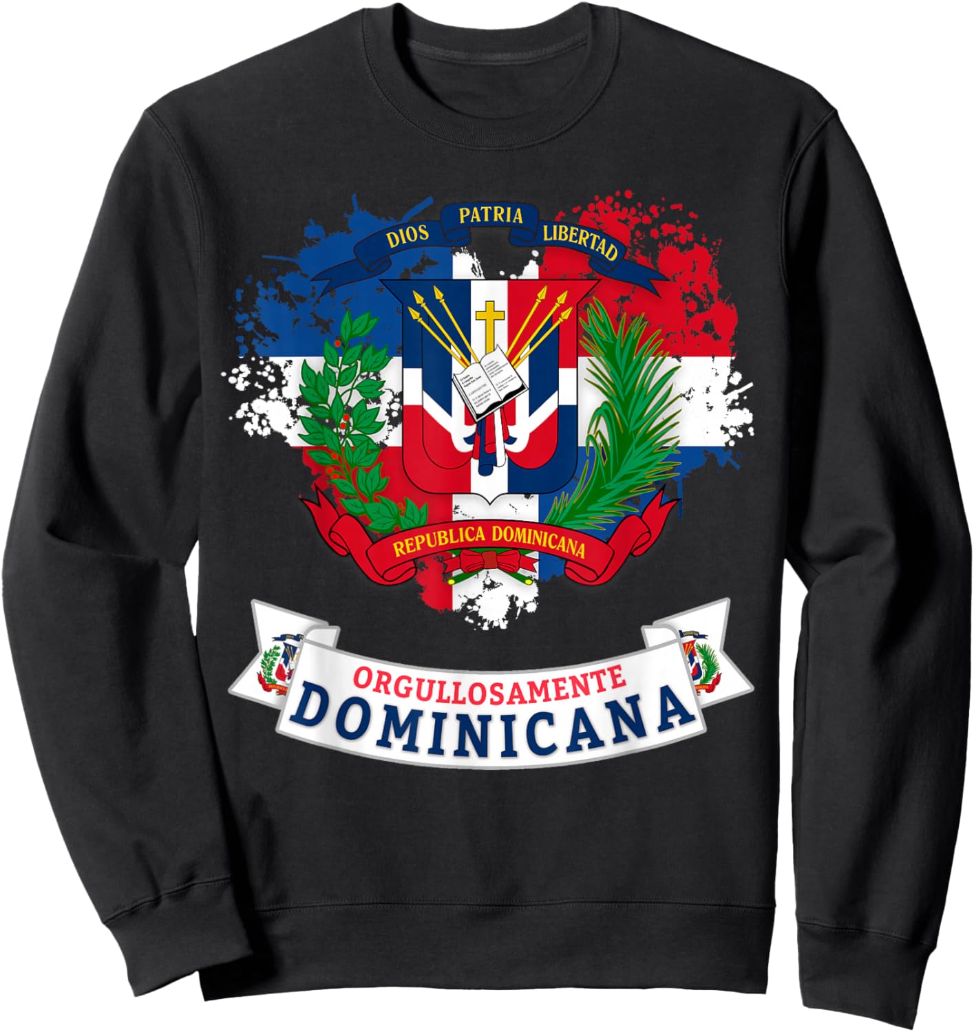 Coat of Arms Republica Dominicana For Kids & Dominican Flag Sweatshirt - Sweatshirt | Black