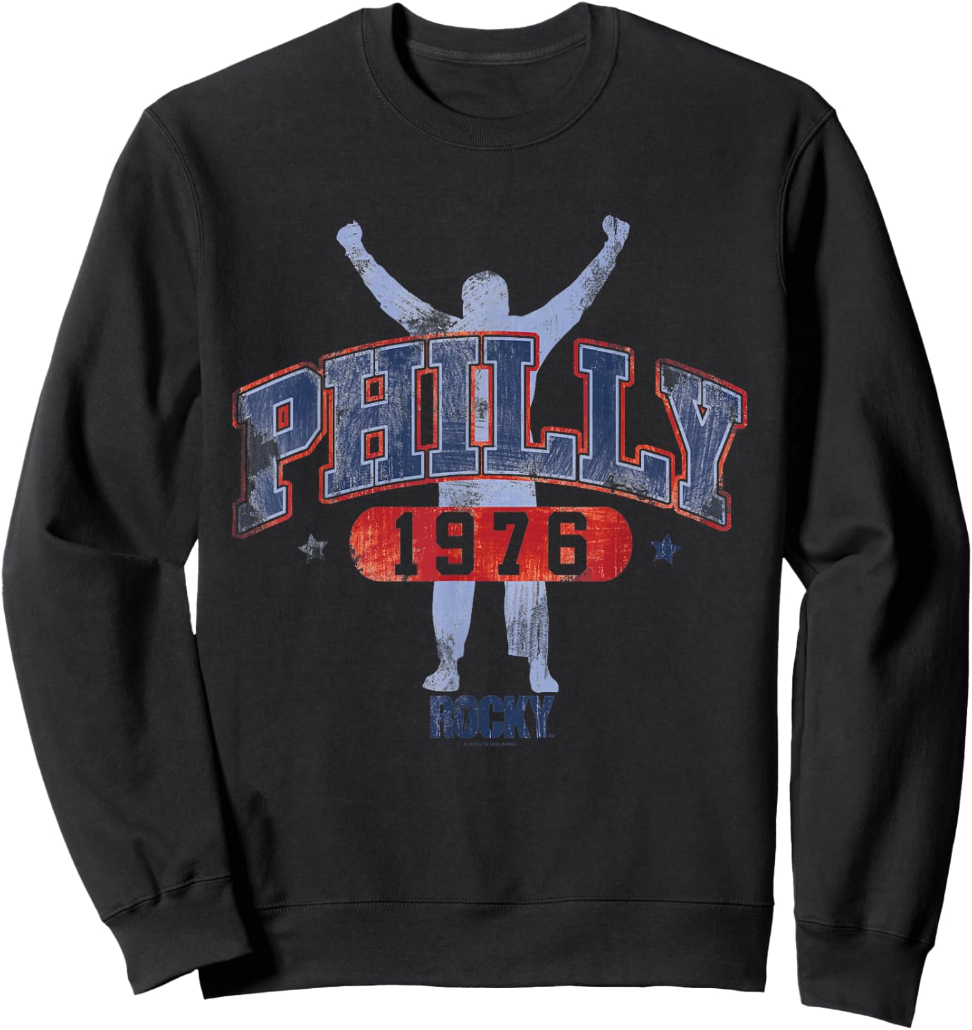 Rocky Men's Classic Fit Black Short Sleeve - Small - Rocky Philly 1976 Sweatshirt - Sweatshirt | Black
