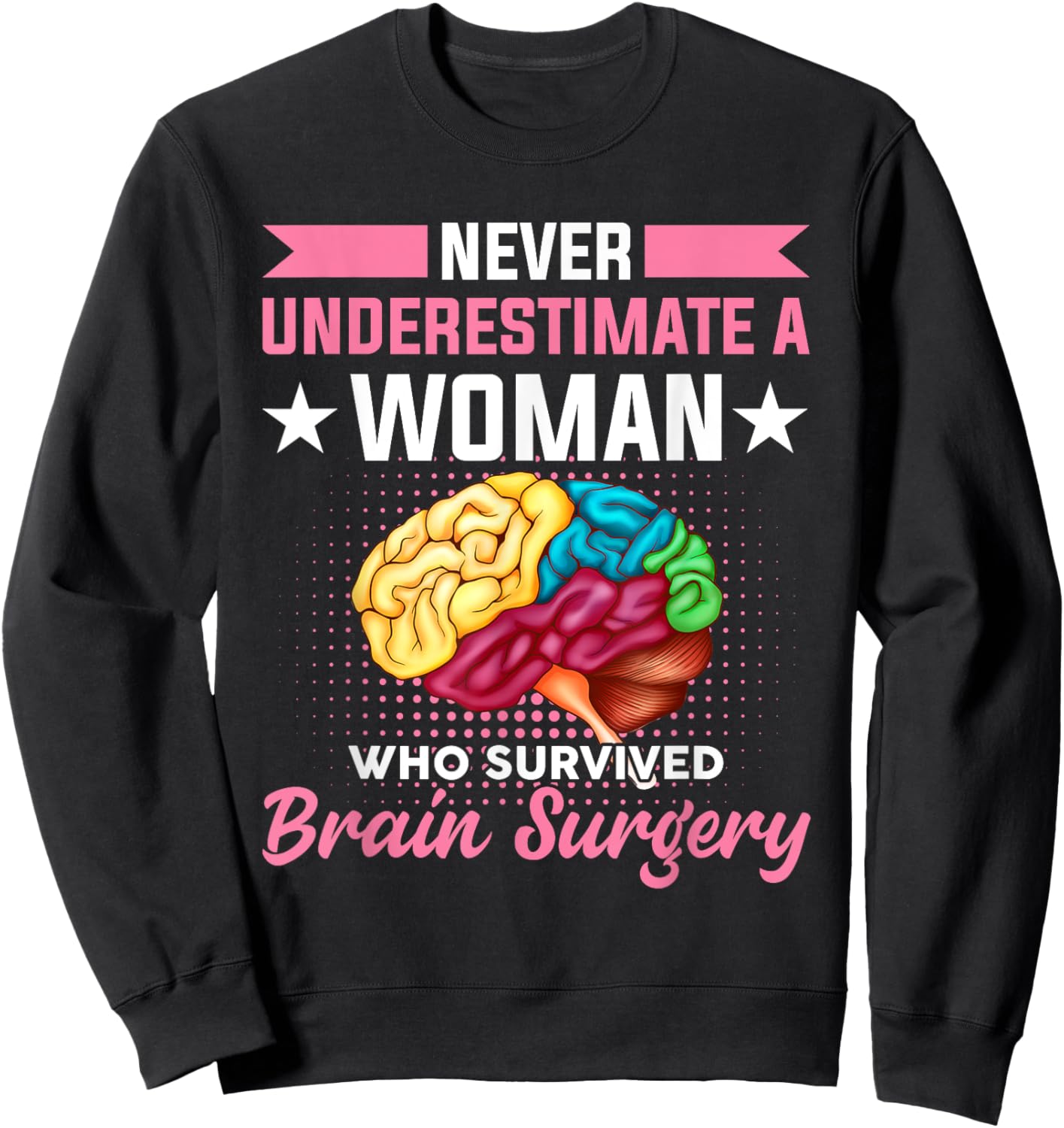 Never Underestimate A Women Who Survived Brain Surgery Sweatshirt - Sweatshirt | Black