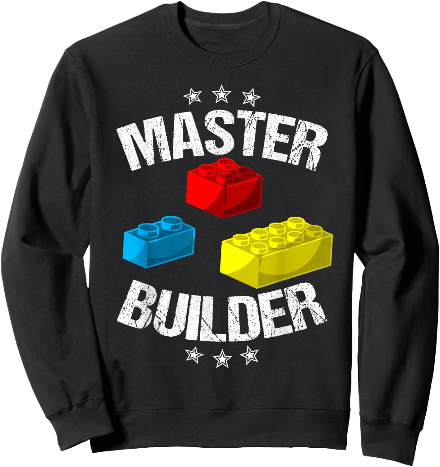 Cool Master Builder Funny Building Blocks Gift Men Women Short Sleeve Sweatshirt - Sweatshirt | Black