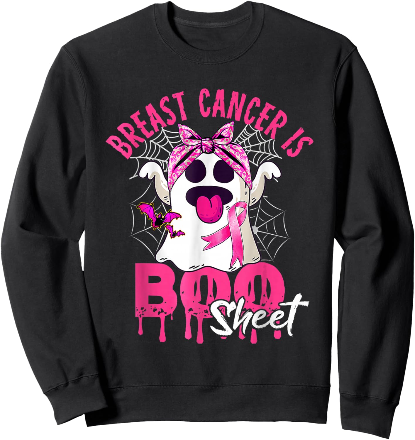 Breast Cancer Is Boo Sheet Halloween Breast Cancer Awareness Sweatshirt - Sweatshirt | Black