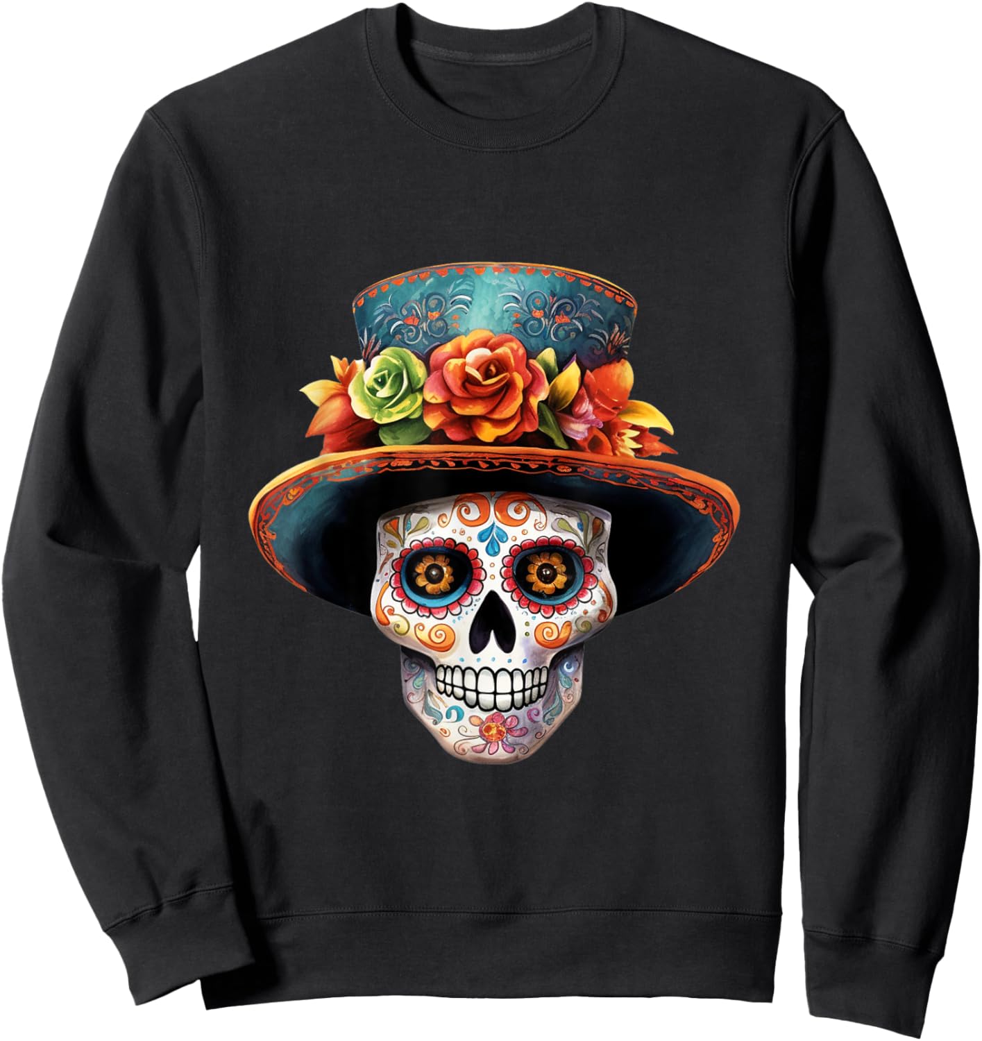 El Jefe Sugar Skull Men Dia De Los Muertos El Jefe Sweatshirt - Sweatshirt | Black