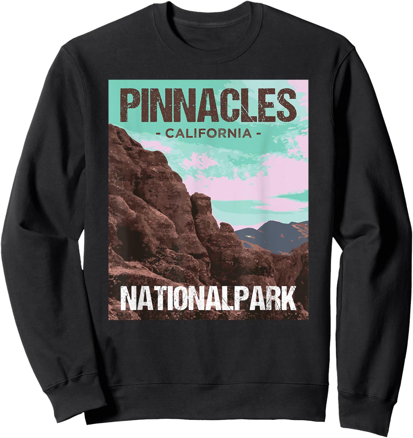 Pinnacles National Park California Poster Design Sweatshirt - Sweatshirt | Black