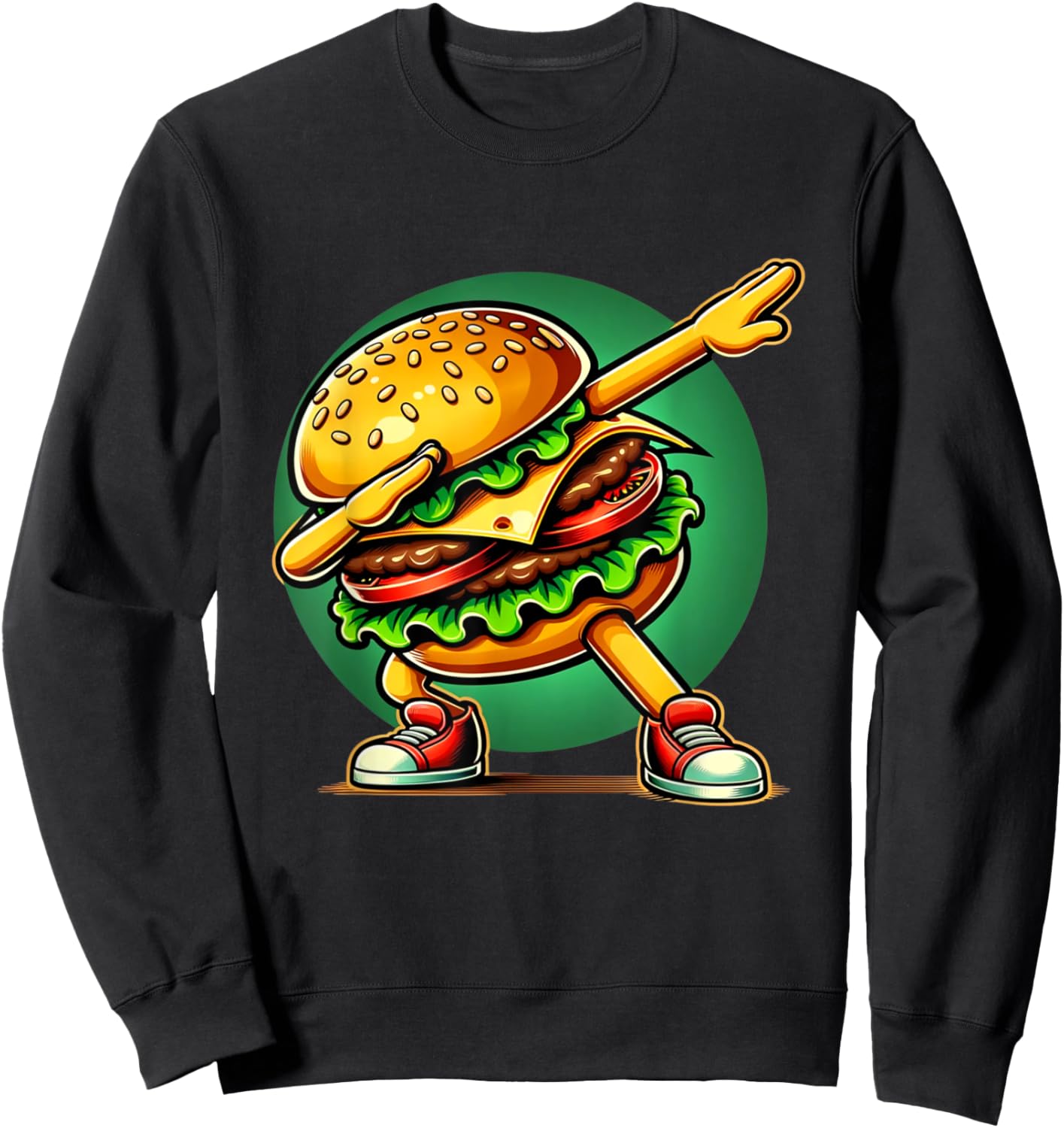 Burger Dabbing Dancing Funny Burger Hamburger Food Foodie Sweatshirt - Sweatshirt | Black