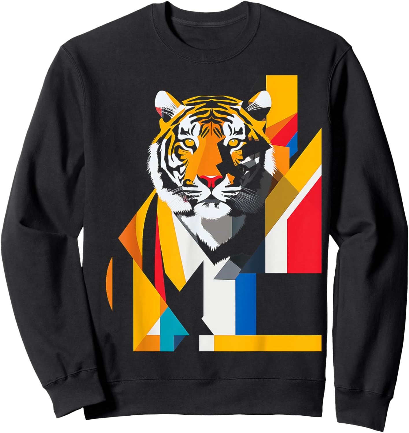 Tiger Abstract Colorful Animal Art Geometric Graphic Tiger Sweatshirt - Sweatshirt | Black