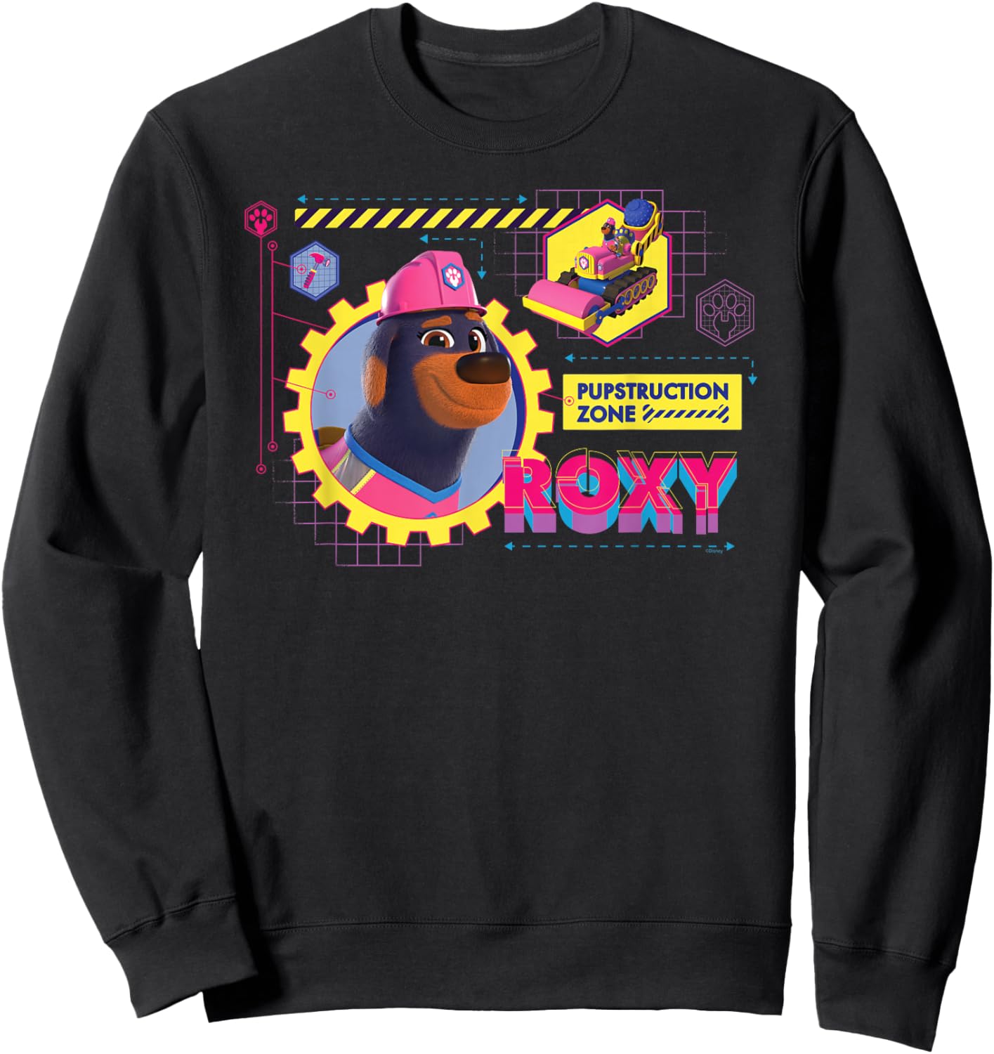 Disney Junior Pupstruction Zone Roxy Rottweiler Steamroller Sweatshirt - Sweatshirt | Black