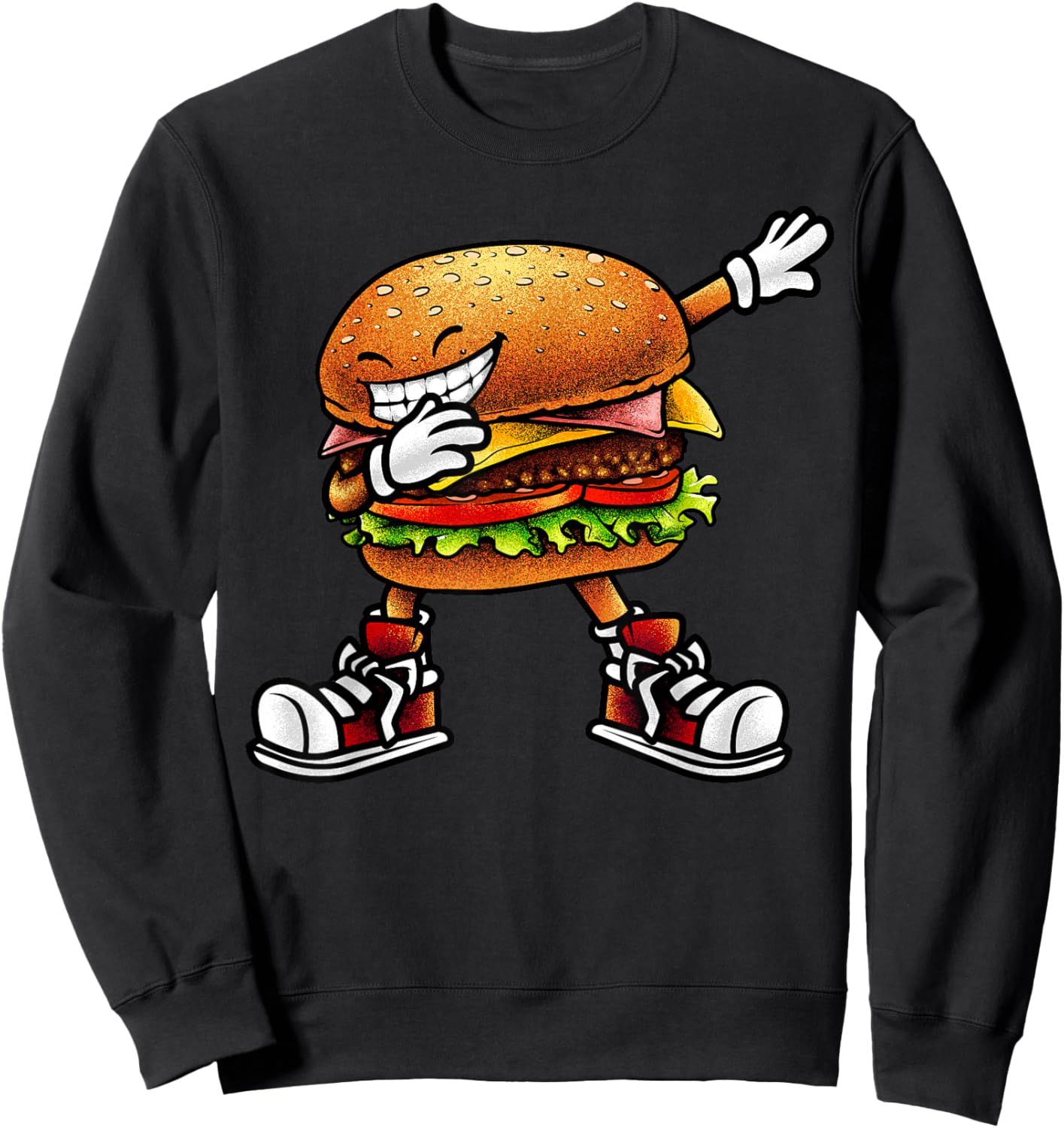 Funny Hamburger Women Kids Cheeseburger Fast Food Sweatshirt - Sweatshirt | Black