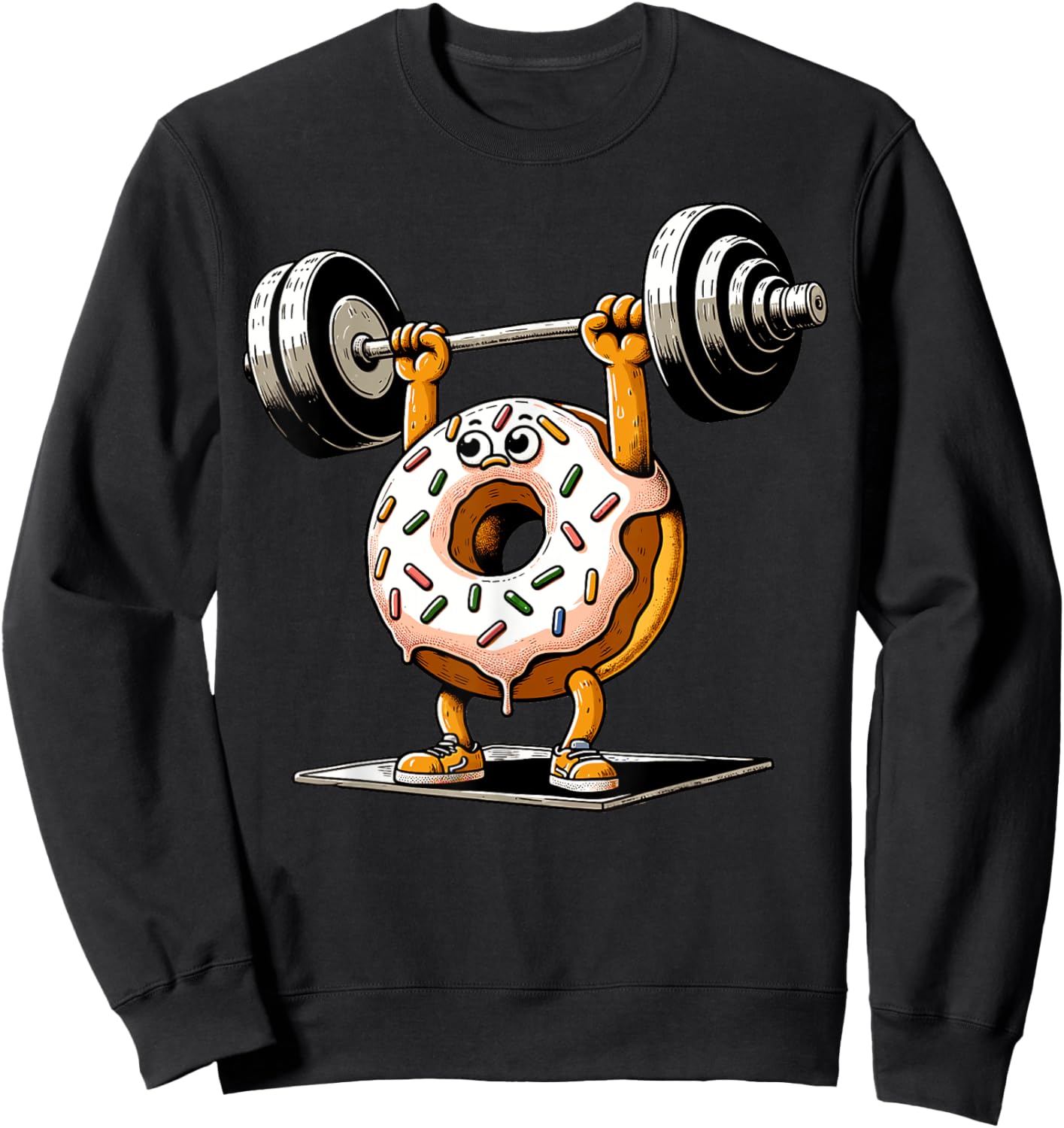 Weightlifting - Funny Fitness Workout Gym Donut Lover Sweatshirt - Sweatshirt | Black