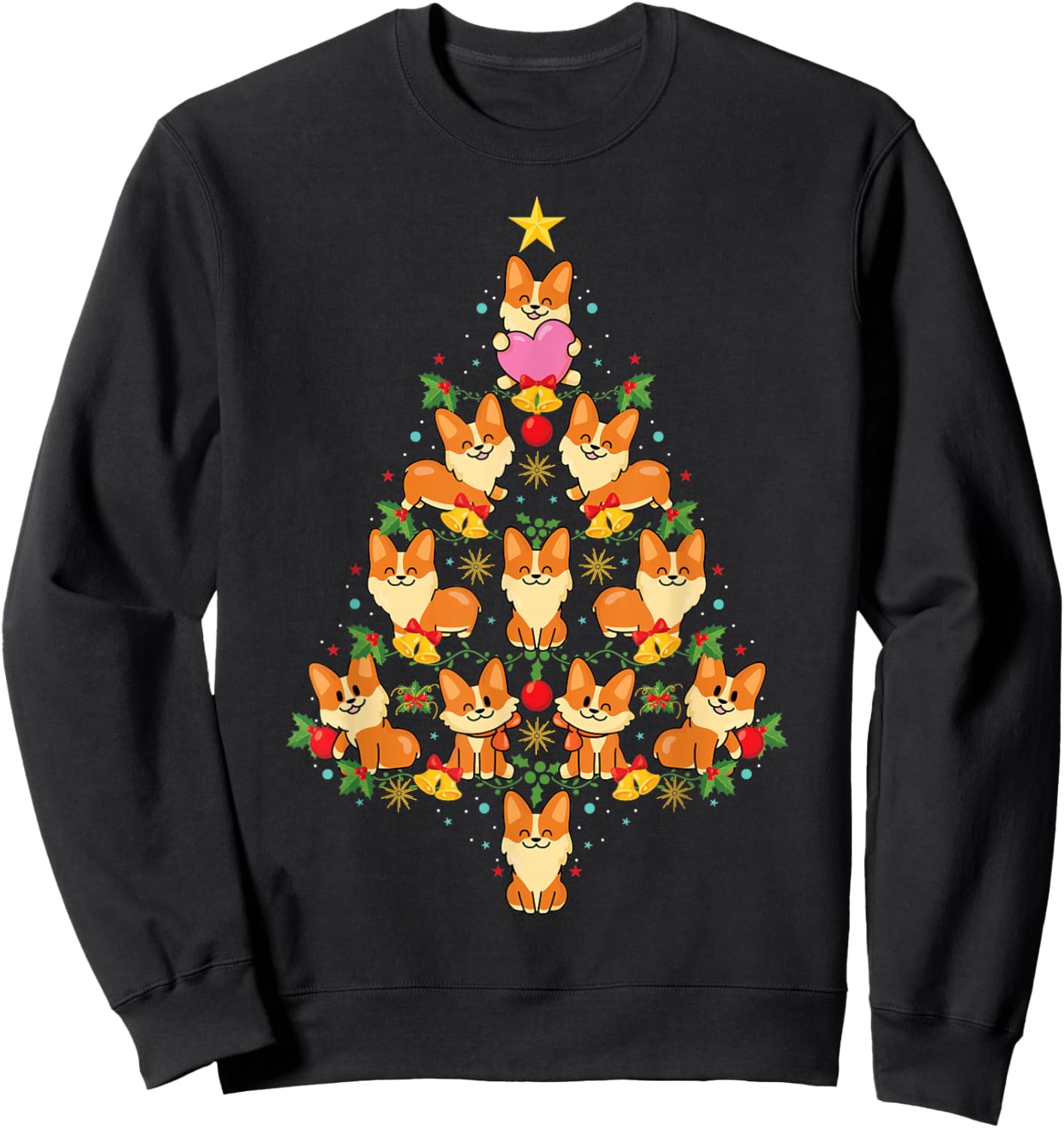Cute Corgi Dog Christmas Tree Xmas Tree Sweatshirt - Sweatshirt | Black