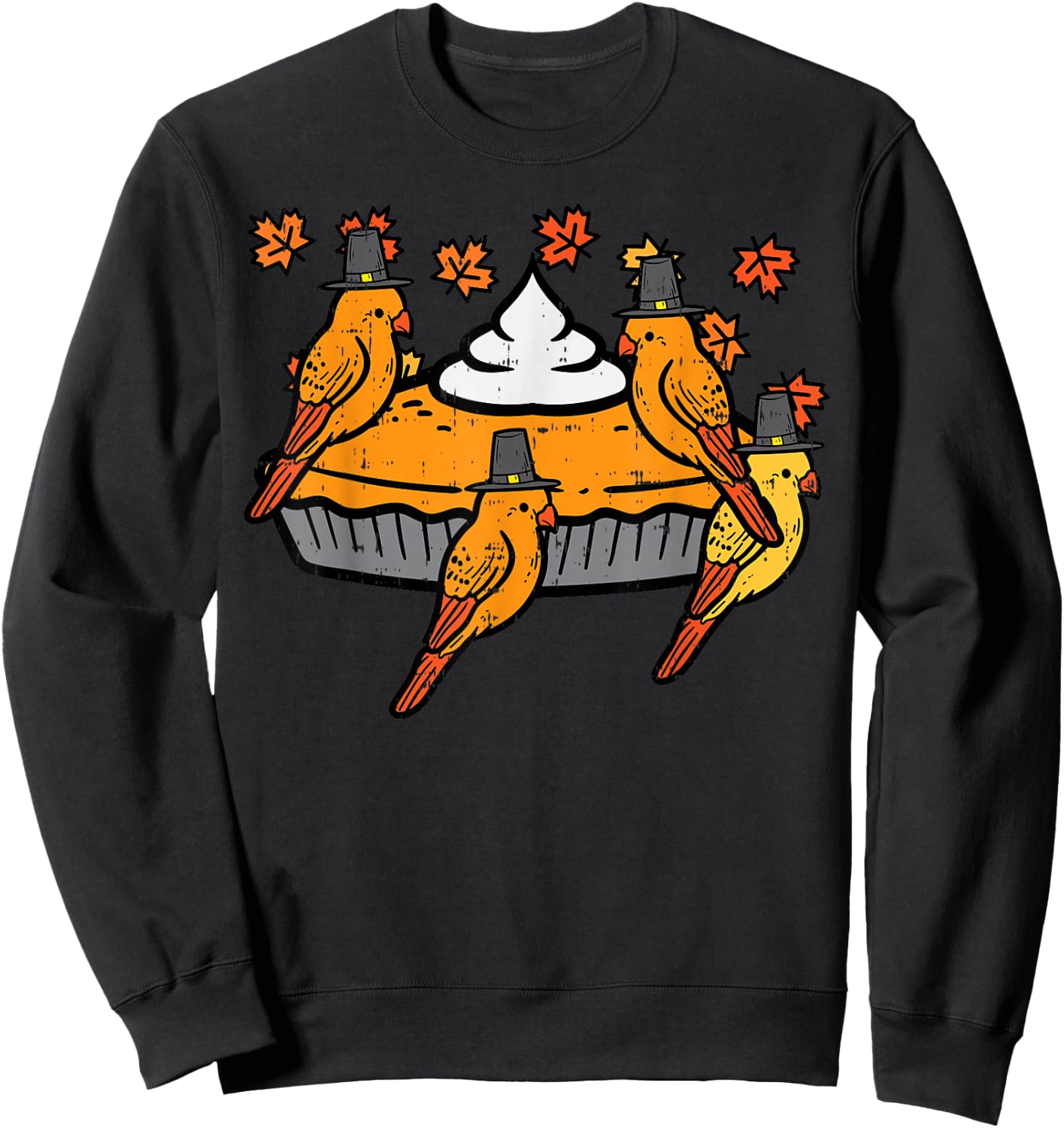 Thanksgiving Birds Pumpkin Pie Cute Fall Men Women Kids Sweatshirt - Sweatshirt | Black