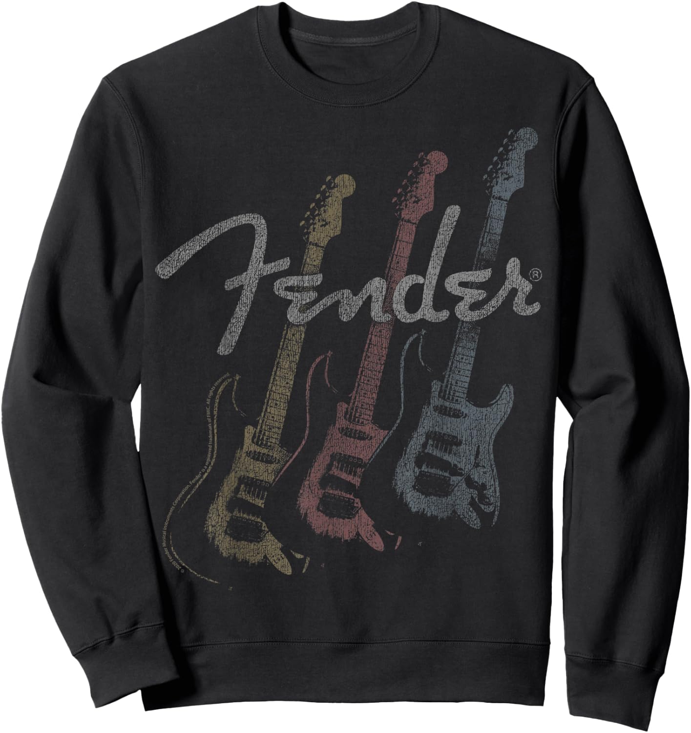 Fender Stacked Guitar Faded Logo Sweatshirt - Sweatshirt | Black