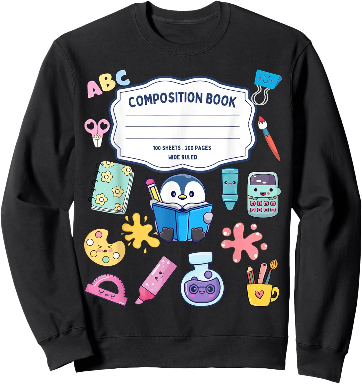 Composition Notebook Costume Matching Group Halloween School Sweatshirt - Sweatshirt | Black