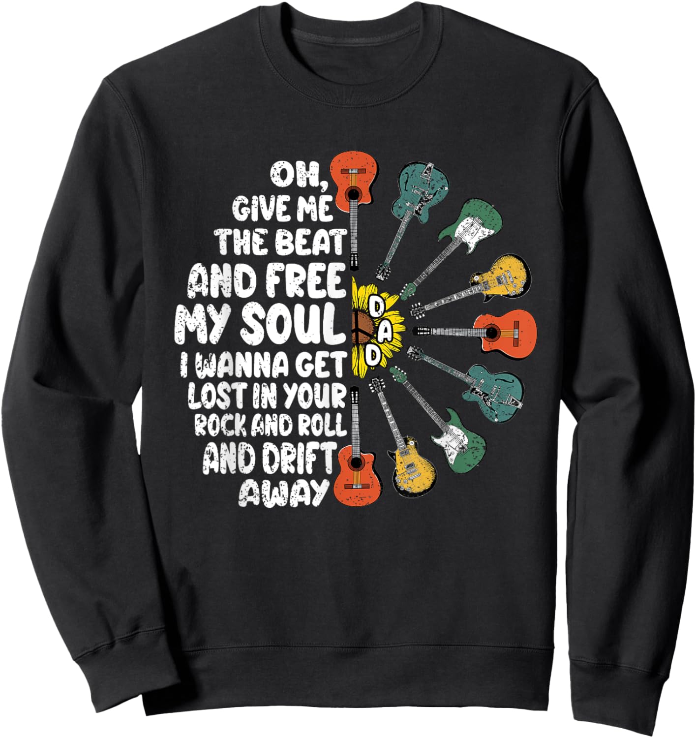 Guitar Player Dad Fathers Day Guitarist Musician Papa Men Sweatshirt - Sweatshirt | Black