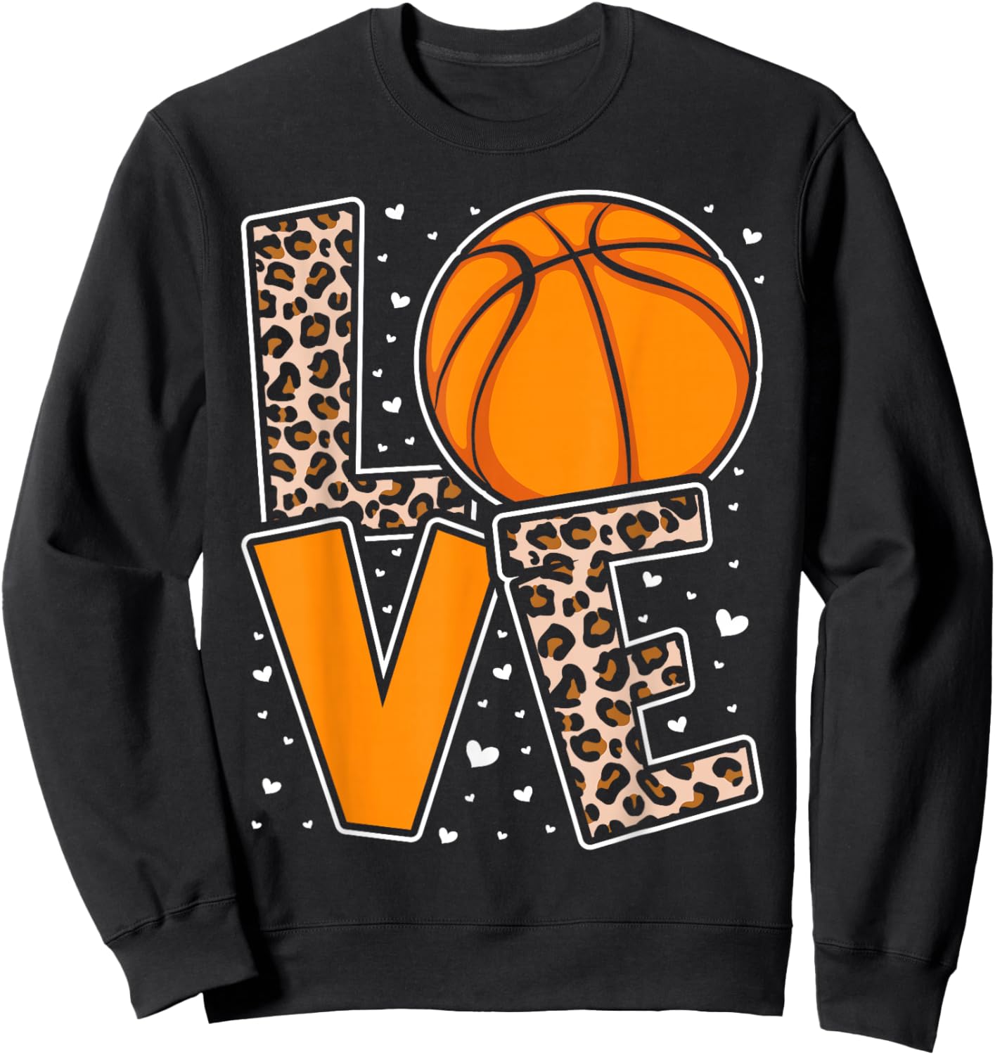 Love Basketball Leopard Print Women Girls Basketball Lover Sweatshirt - Sweatshirt | Black