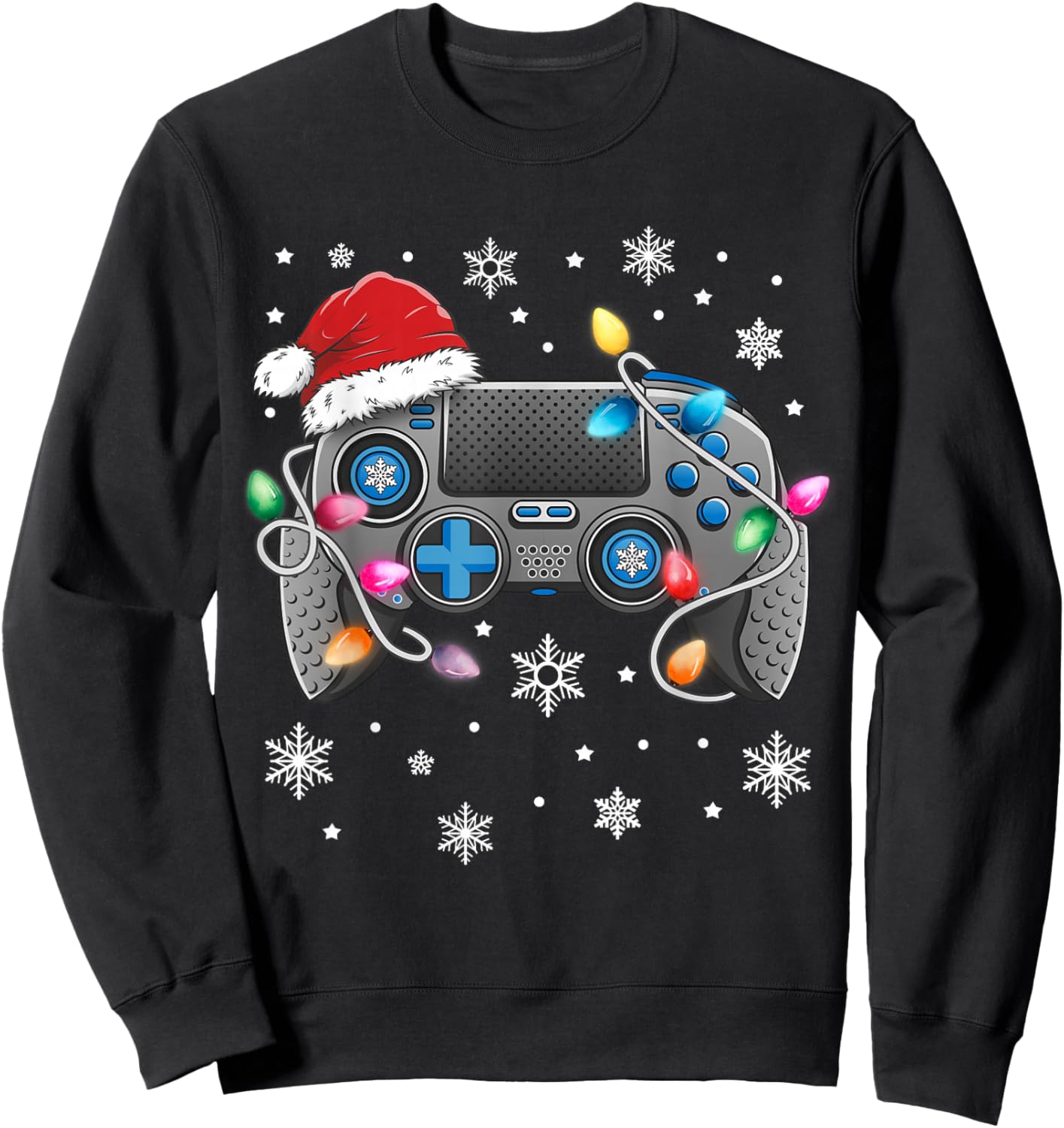 Video Game Controller Christmas Santa Hat Gamer Boys Sweatshirt - Sweatshirt | Black