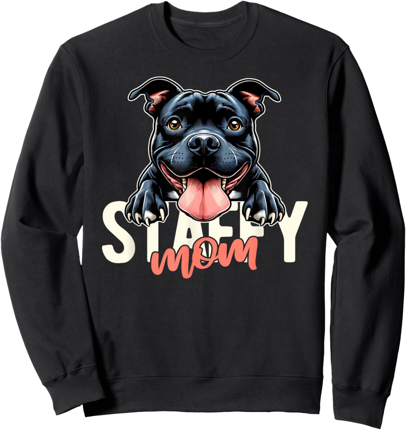 Staffy Mom Staffordshire Bull Terrier Dog Tattoo Funny Women Sweatshirt - Sweatshirt | Black