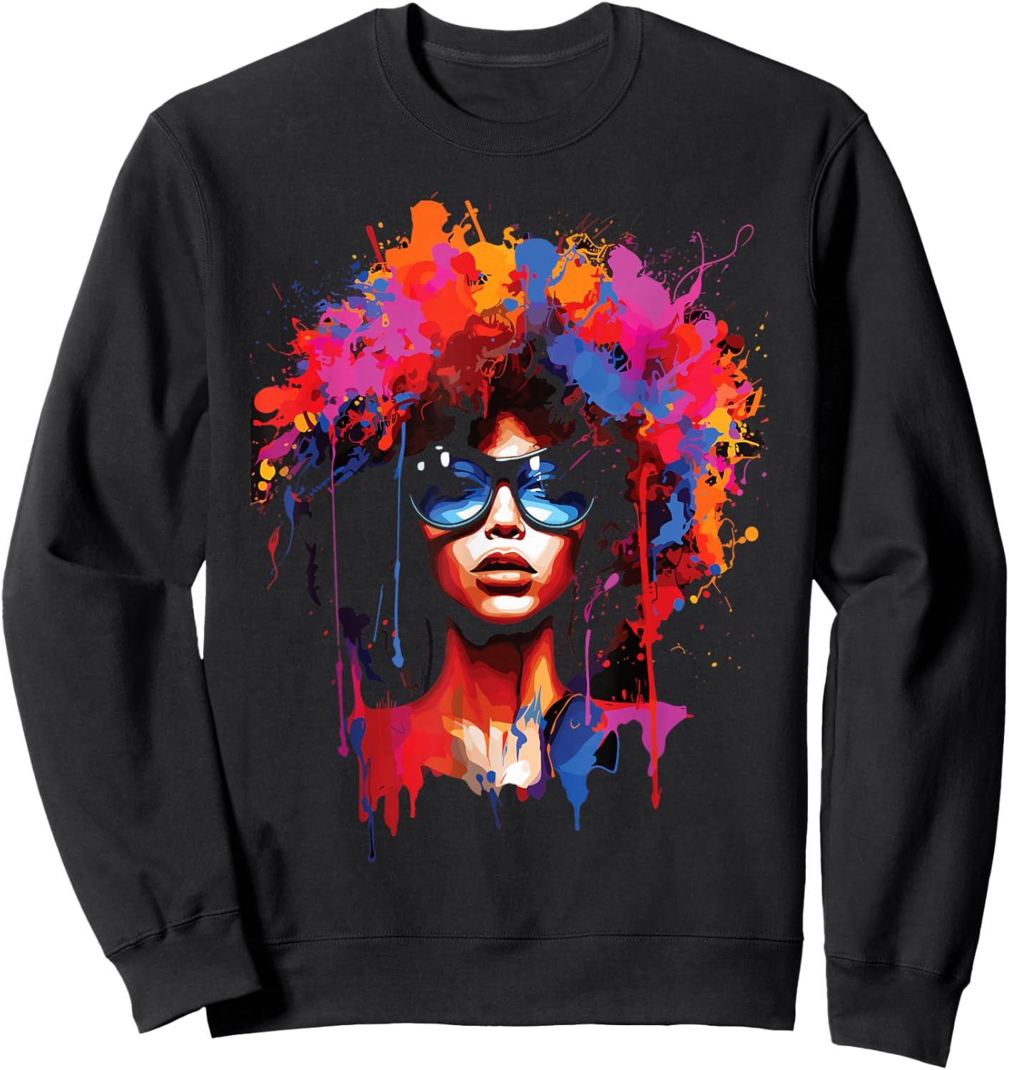 Black Queen Dripping Afro Melanin Juneteenth Sweatshirt - Sweatshirt | Black