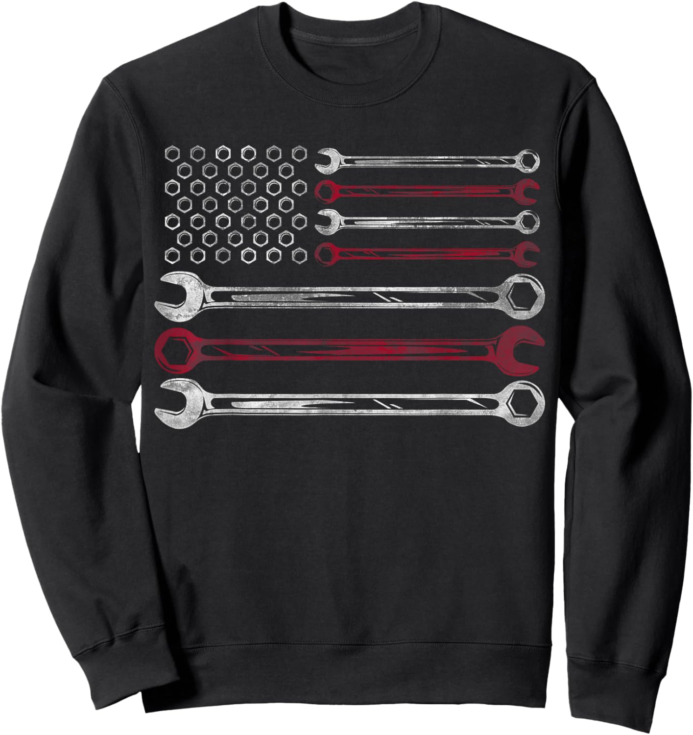 Patriotic Mechanic Flag American Car Repairman Gift USA Flag Sweatshirt - Sweatshirt | Black