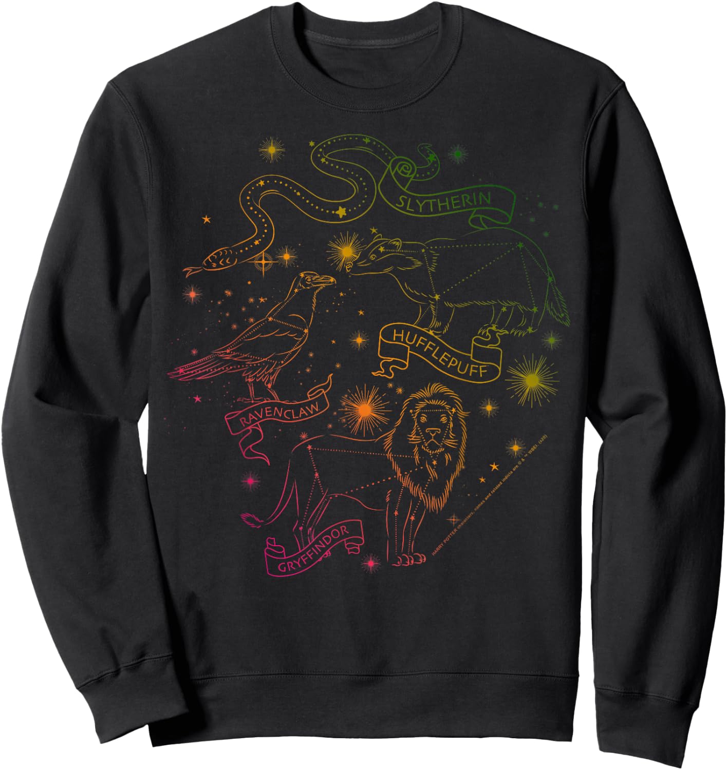Harry Potter Hogwarts Rainbow Line Art Sweatshirt - Sweatshirt | Black