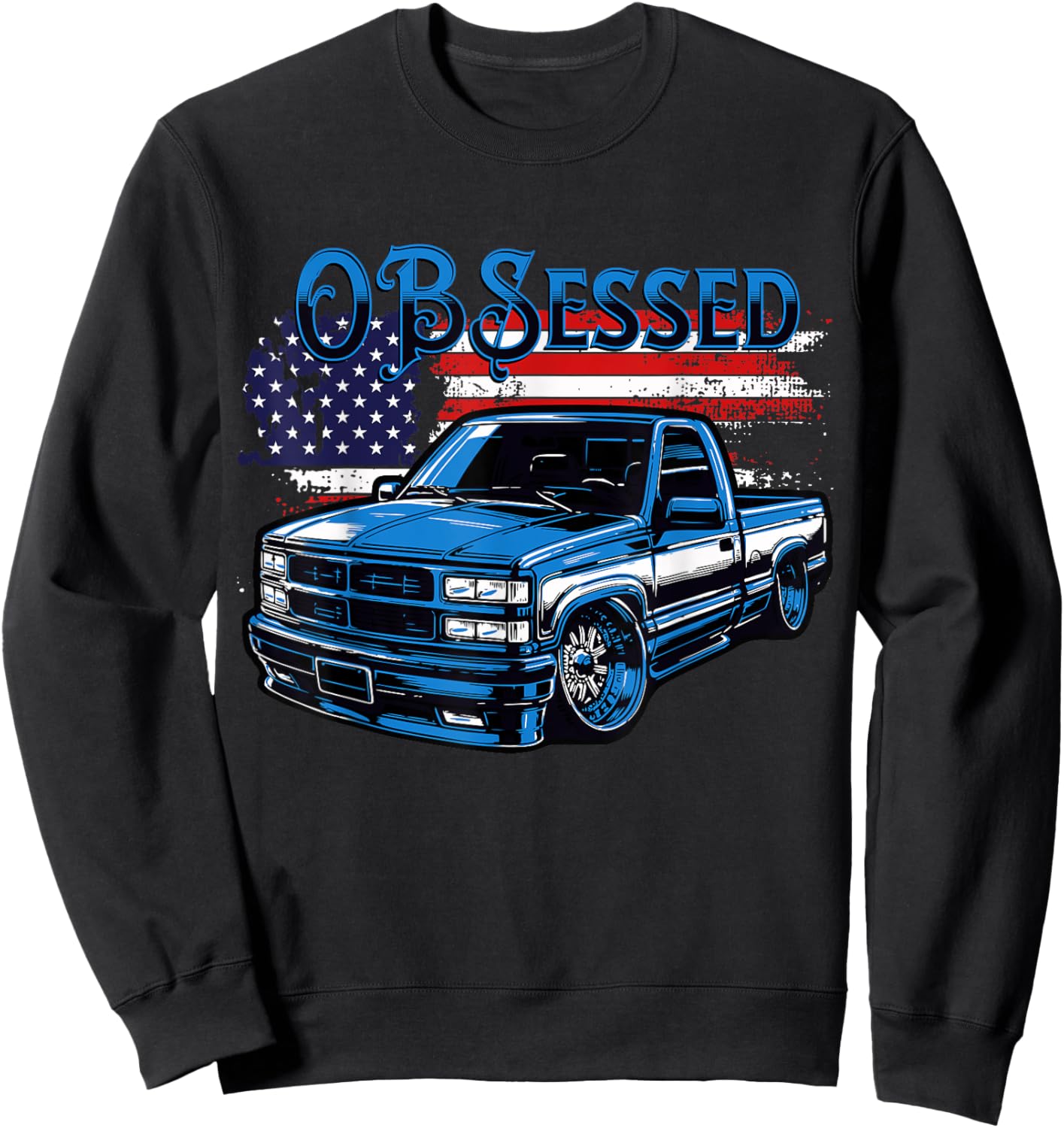 OBS Pickup Truck Slammed Old Body Style Custom Classic Truck Sweatshirt - Sweatshirt | Black