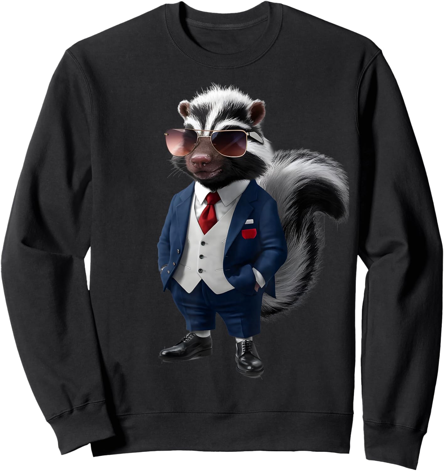 Skunk Men's Women's Skunk in Suit Skunk Sweatshirt - Sweatshirt | Black