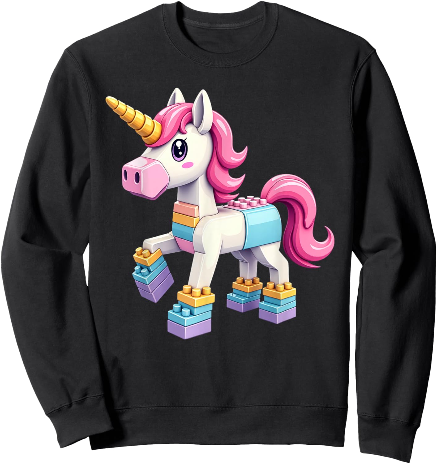 Block Building Unicorn Lover Master Builder Bricks Sweatshirt - Sweatshirt | Black