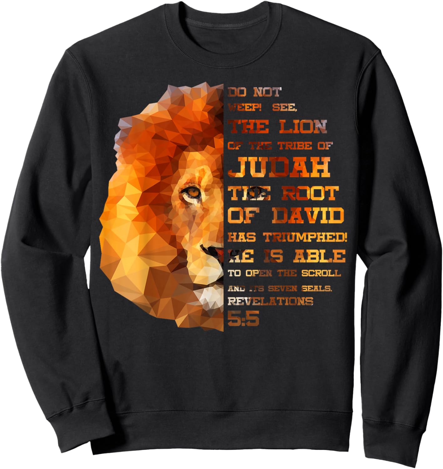 Lion Tribe of Judah Hebrew Christ Israelite Revelations 5:5 Sweatshirt - Sweatshirt | Black