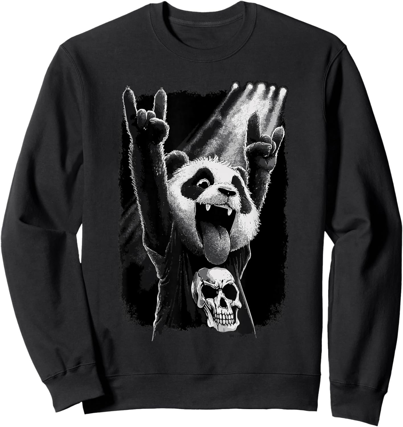 Rock Panda Skull On Stage Concert Sweatshirt - Sweatshirt | Black