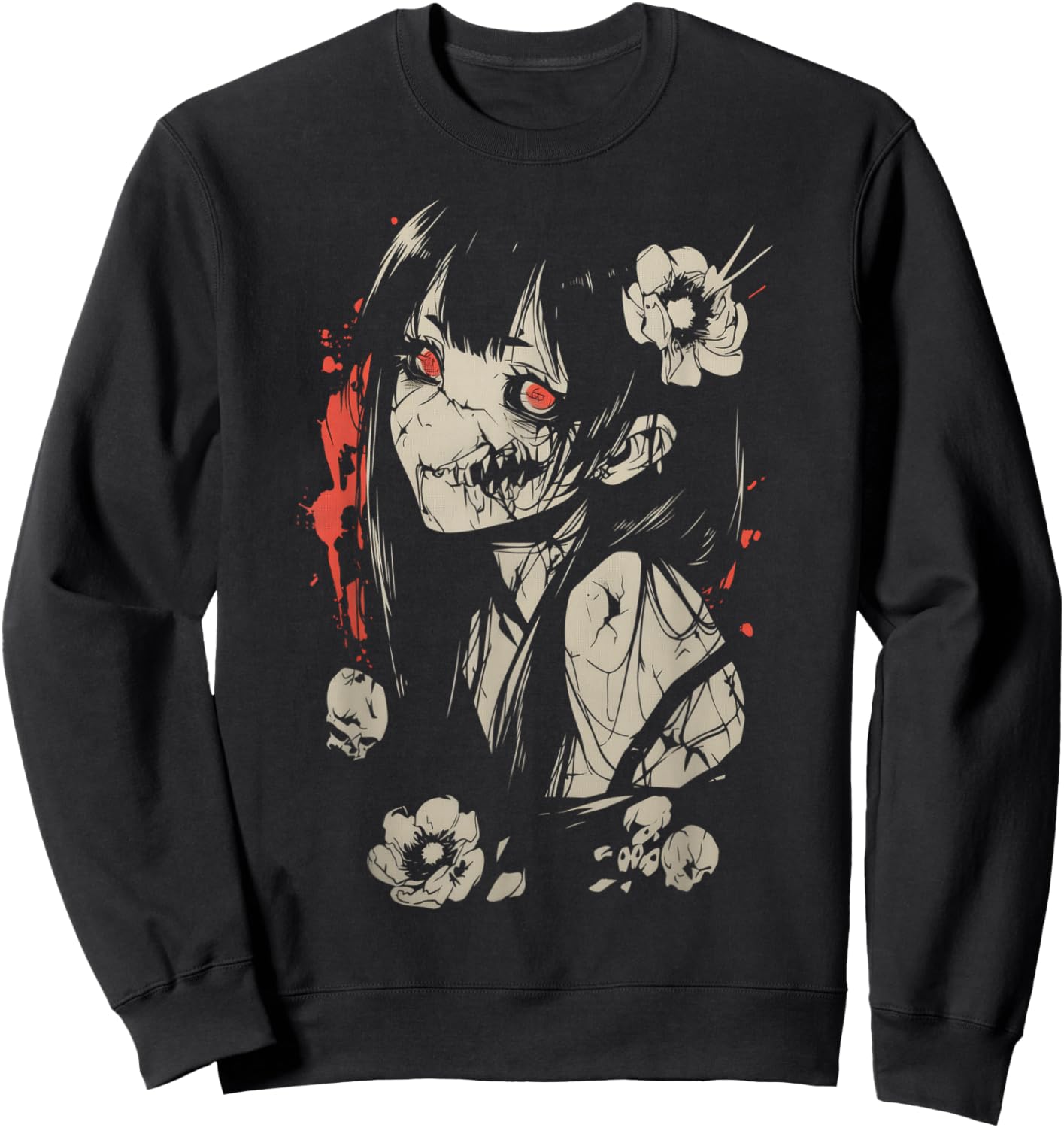 Horror Anime Manga | Japan Japanese Creepy Kawaii Goth Sweatshirt - Sweatshirt | Black