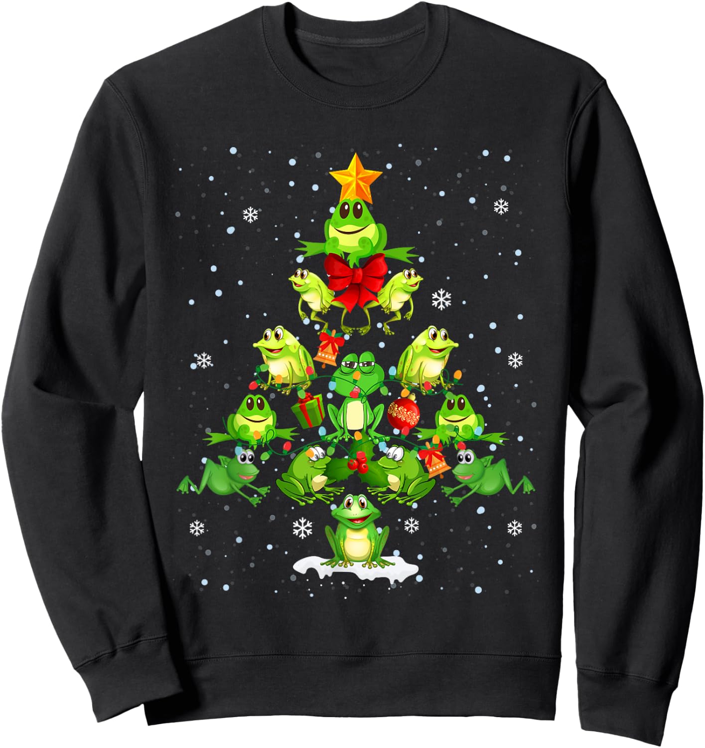 Cute Frog Christmas Tree Gift Decor Xmas Tree Sweatshirt - Sweatshirt | Black