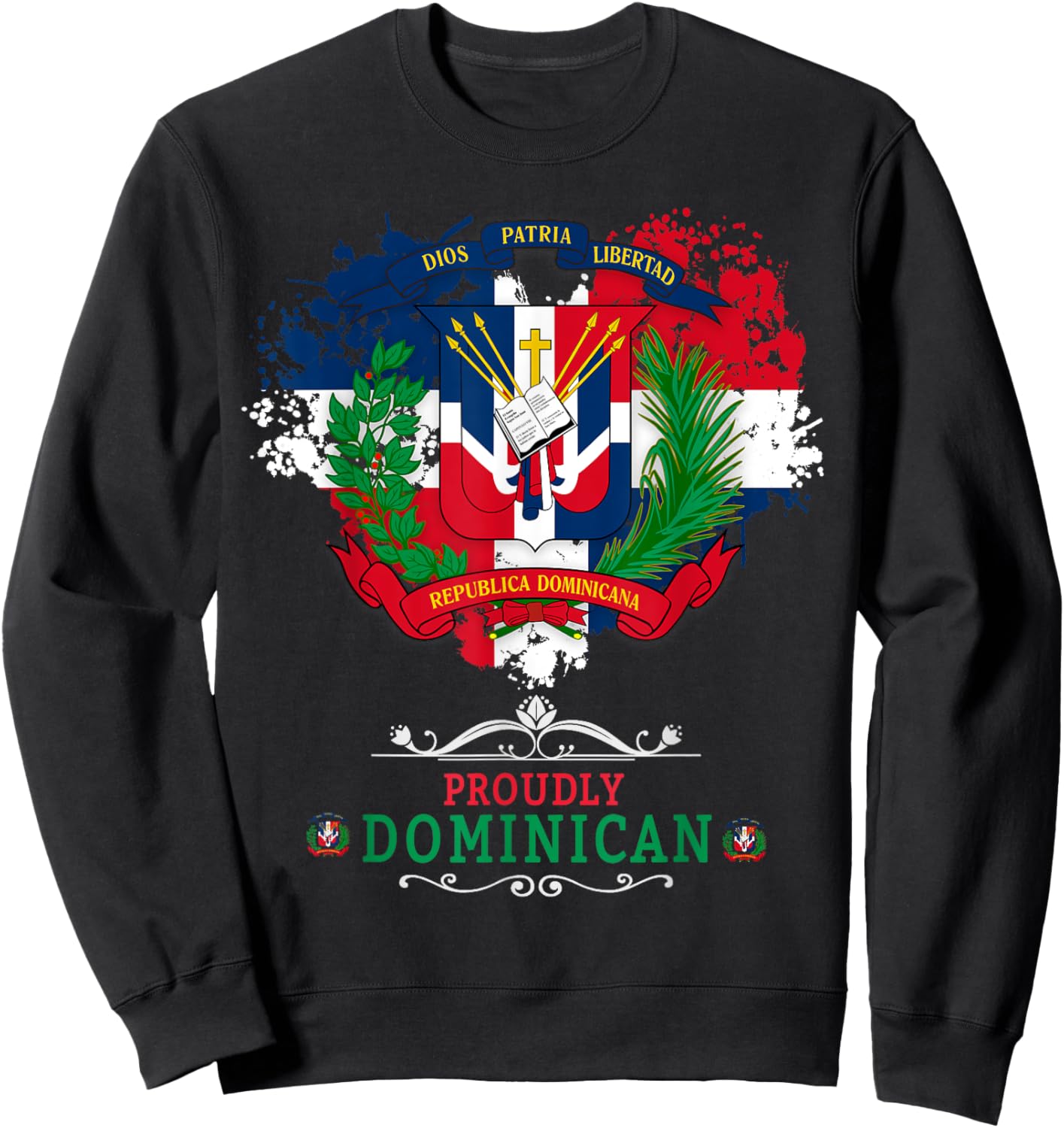 Coat of Arms Republica Dominicana For Kids & Dominican Flag Sweatshirt - Sweatshirt | Black