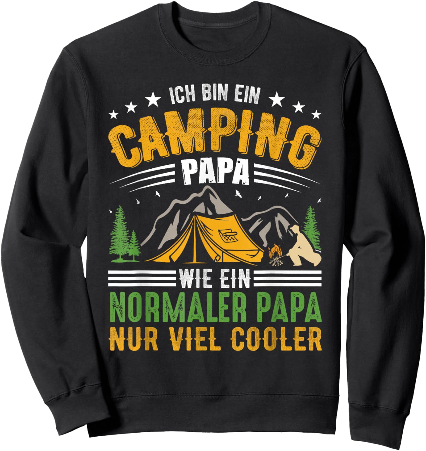 Outdoor Outfit Camping Papa Zelt Wandern Zelten Vatertag Sweatshirt - Sweatshirt | Black