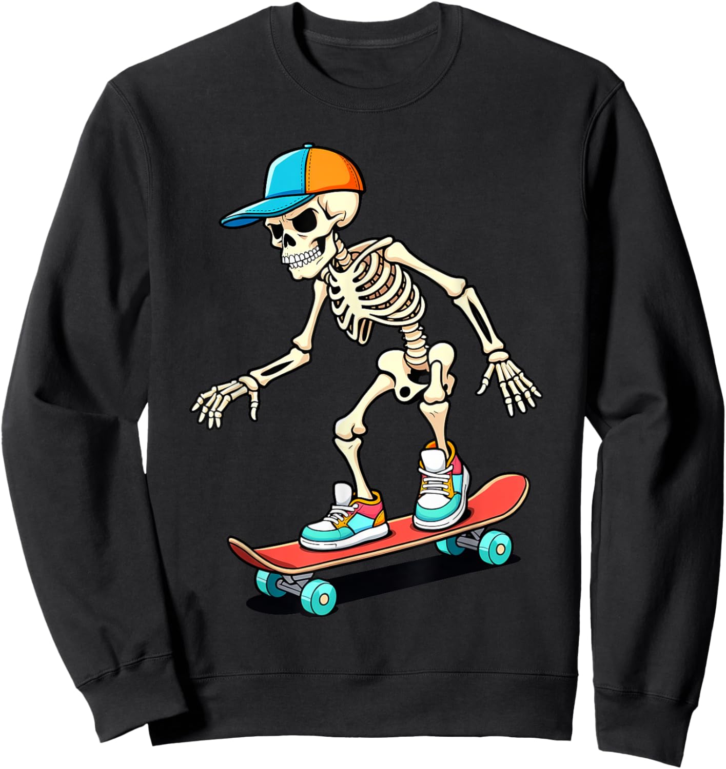 Skeleton Skateboarding Skater Skating Boys Kids Sweatshirt - Sweatshirt | Black