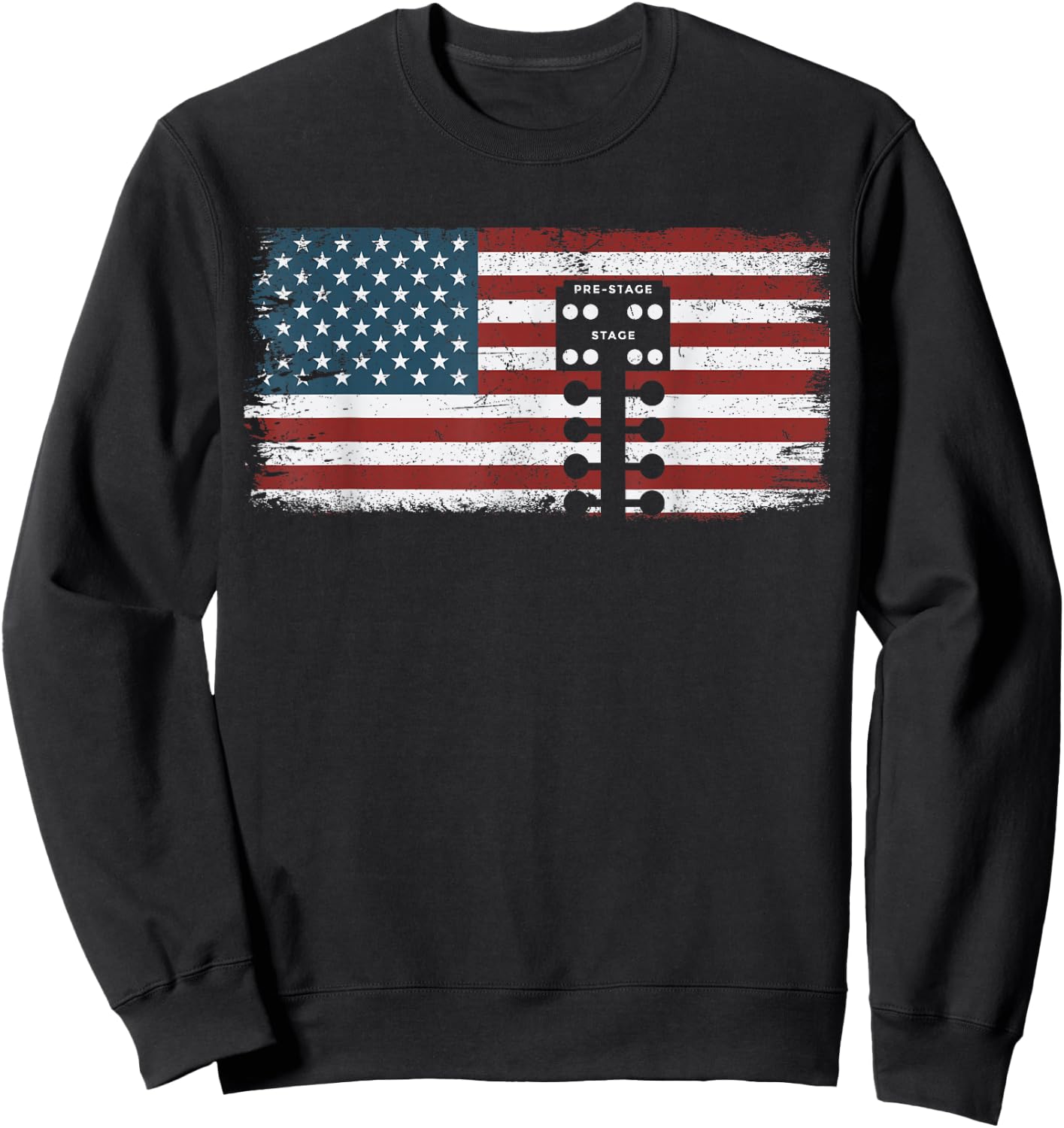 Drag Racing Race Car American Flag Vintage Sweatshirt - Sweatshirt | Black