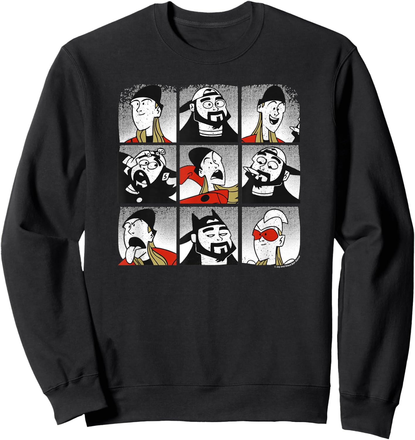 Clerks III Jay and Silent Bob Character Profile Box Up Sweatshirt - Sweatshirt | Black