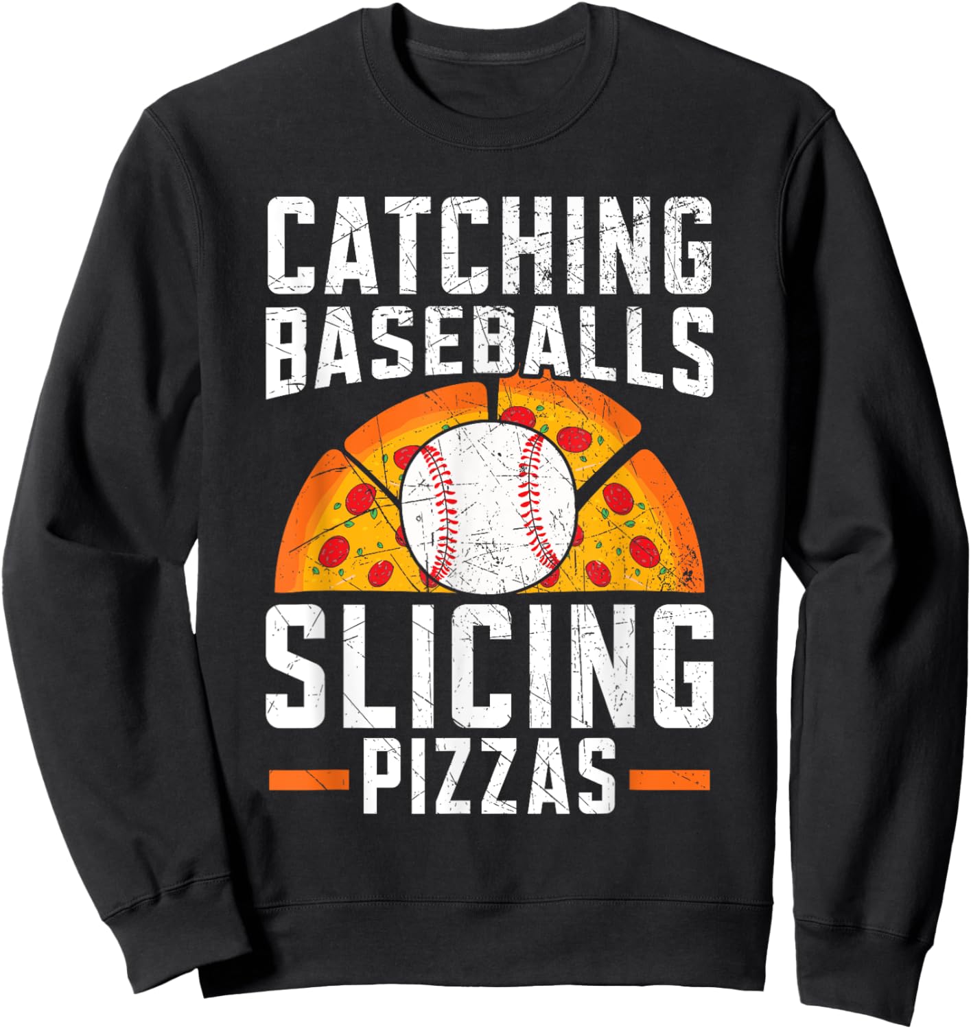 Pizza Baseball Player Baseball Lover Sport Italian Food Sweatshirt - Sweatshirt | Black